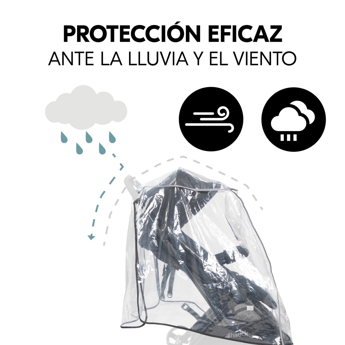 Protector de lluvia Pushchair Raincover Duo Gris claro Gris claro-3