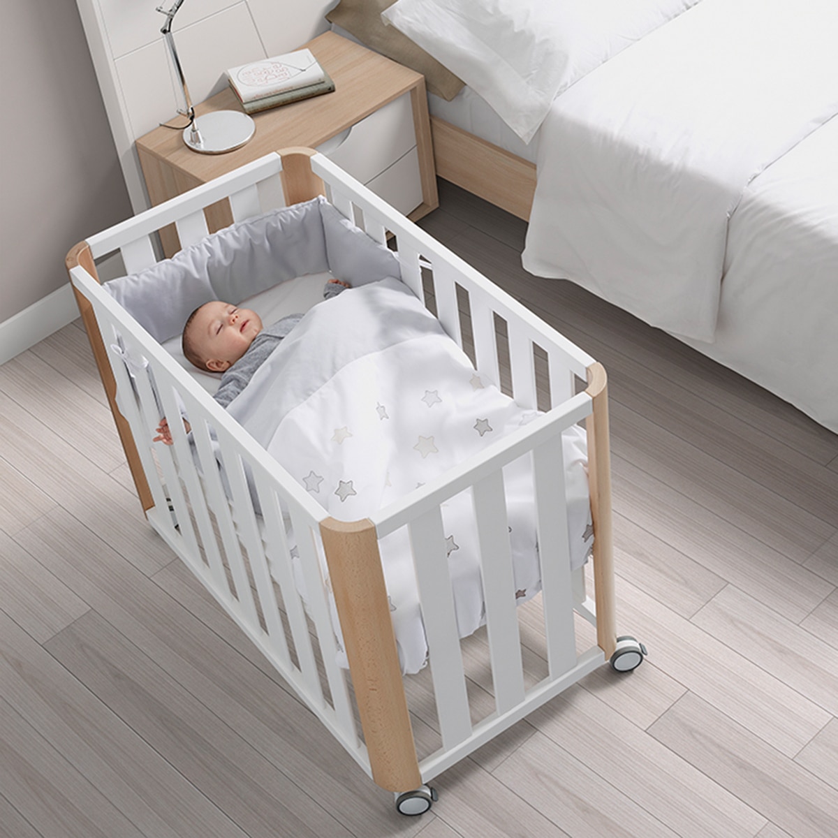 Minicuna de colecho (50 x 90 cm.) Cotinfant Doco Sleeping + colchón Air-foam - Blanco / Natural Blanco / Natural-3