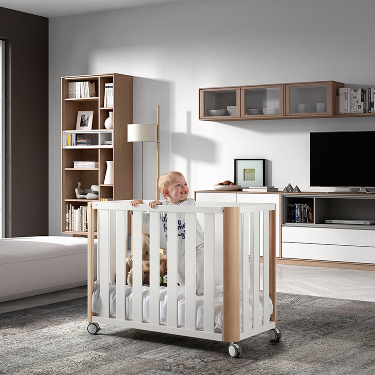 Minicuna de colecho (50 x 90 cm.) Cotinfant Doco Sleeping + colchón Air-foam - Blanco / Natural Blanco / Natural-5
