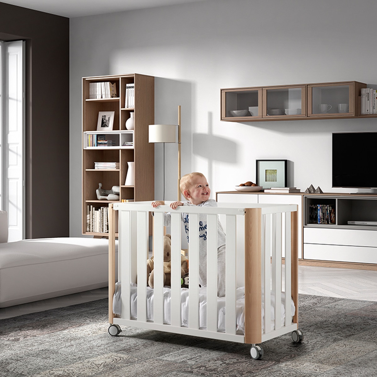 Minicuna de colecho (50 x 90 cm.) Cotinfant Doco Sleeping + colchón Air-foam + Silva camel - Gris claro Gris claro-3