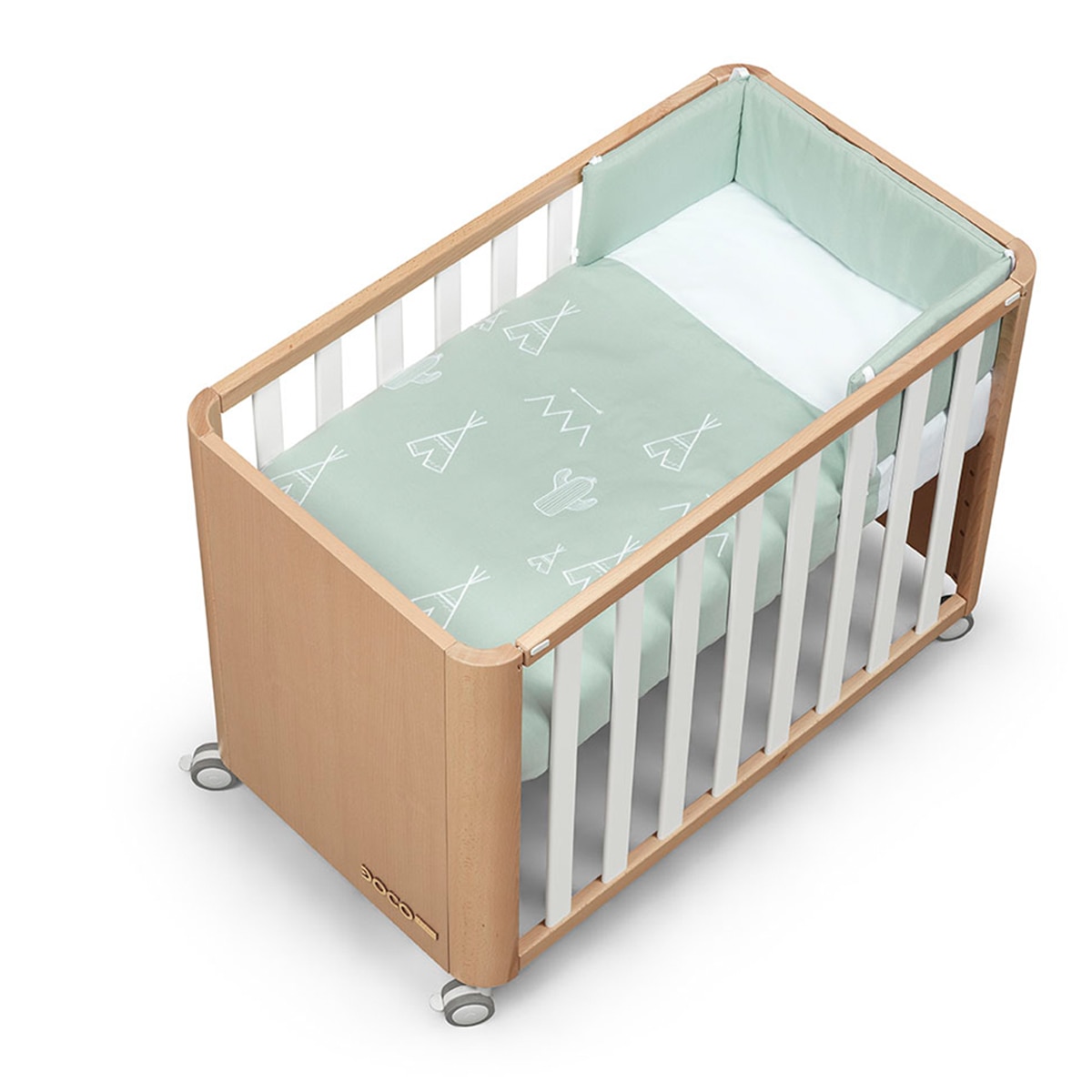 Miniberço/Berço de Co-sleeping - 50x90 cm Doco Sleeping Wood - Branco/Cru Verde-1