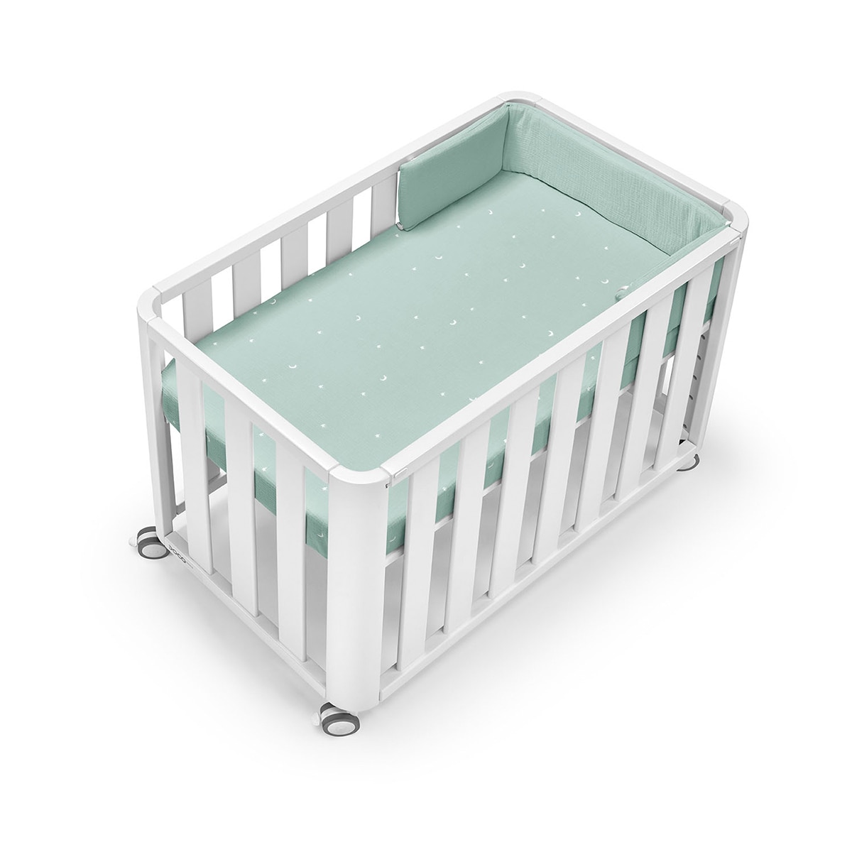 Miniberço/Berço de Co-sleeping - 50x90 cm Doco Sleeping - Branco Verde-menta-1