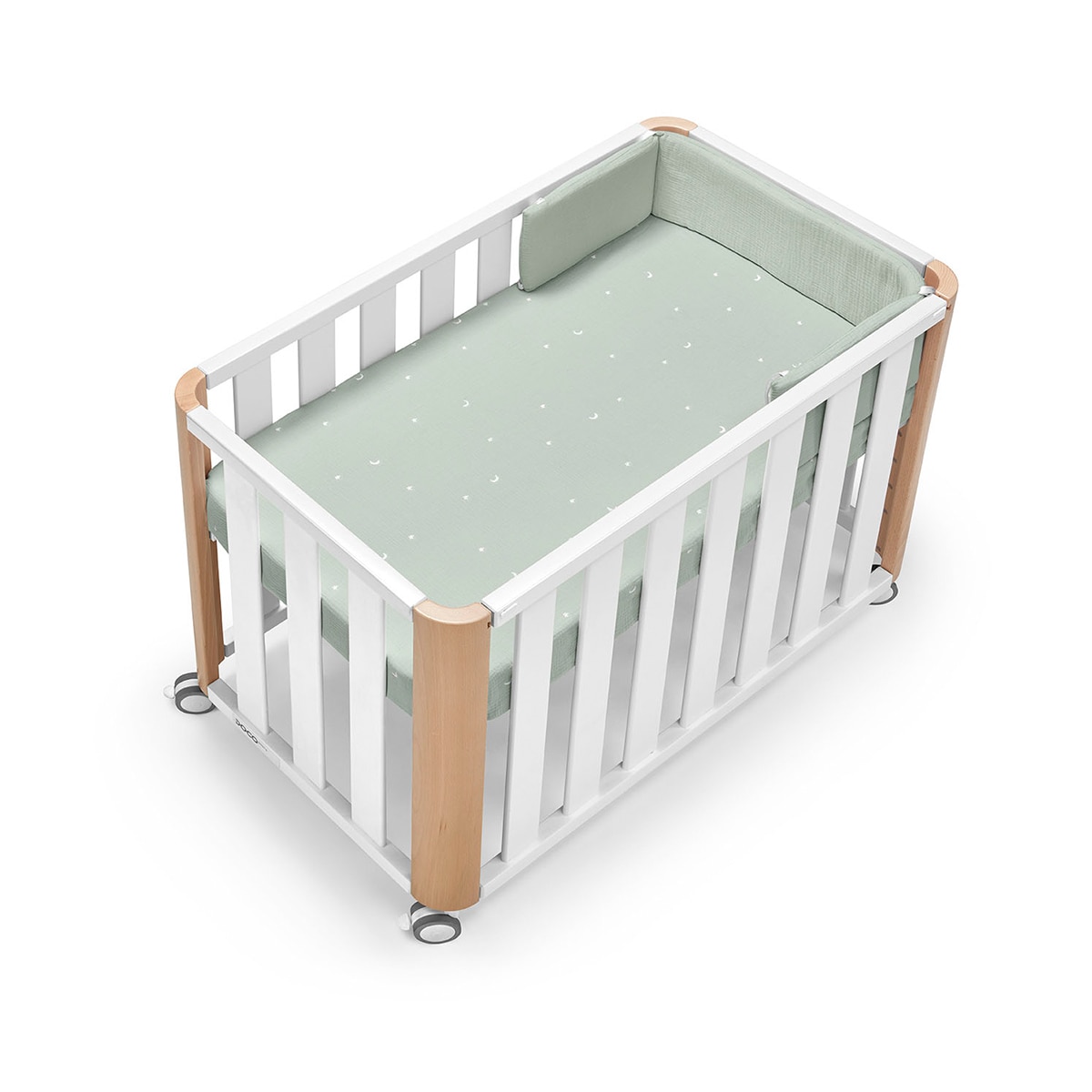Miniberço/Berço de Co-sleeping - 50x90 cm Doco Sleeping - Branco/Natural Verde-menta-1