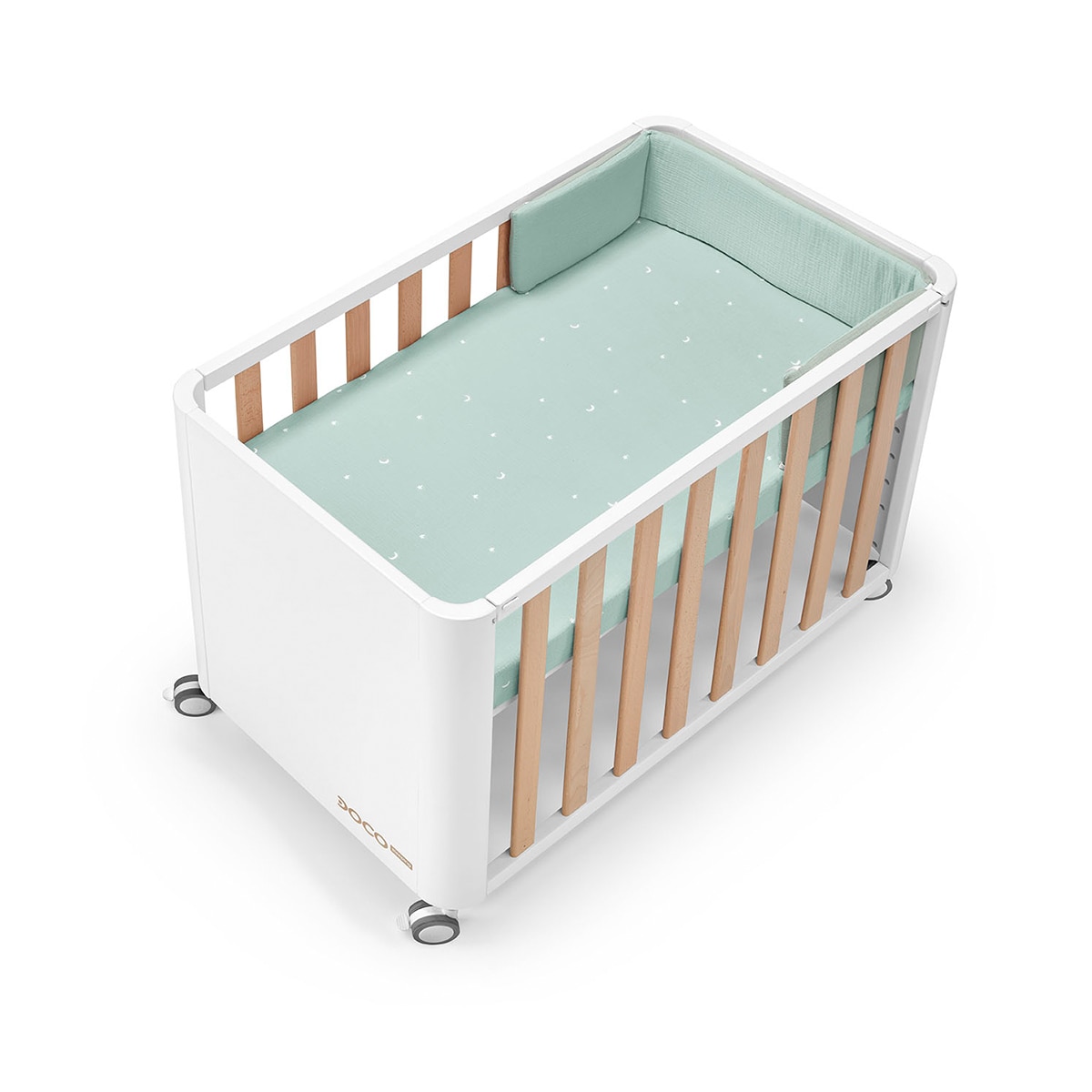 Miniberço/Berço de Co-sleeping - 50x90 cm Doco Sleeping - Branco/Cru Verde-menta-1