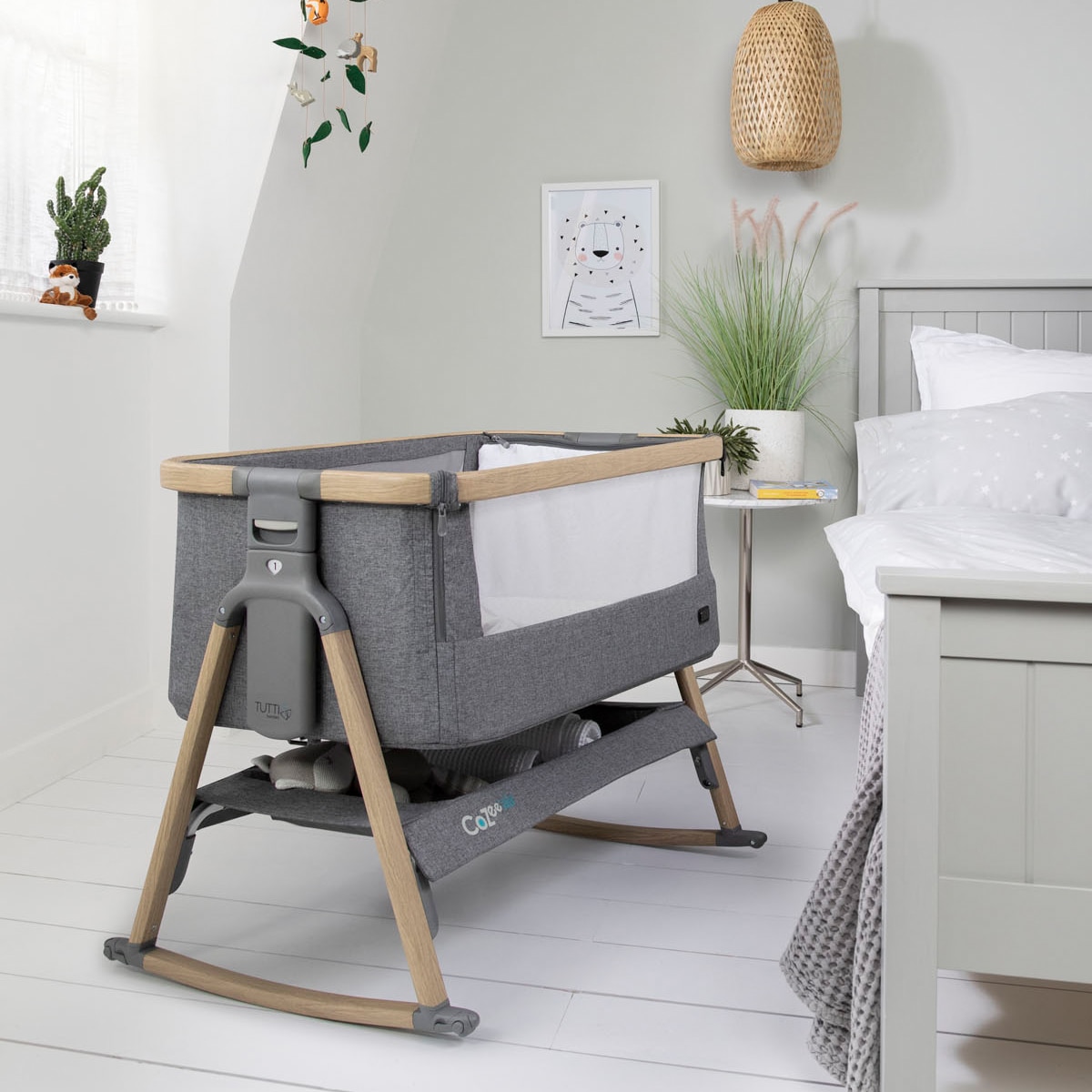 Mini-berço de Co-sleeping Cozee Oak Air Triangles Cinzento-escuro-12