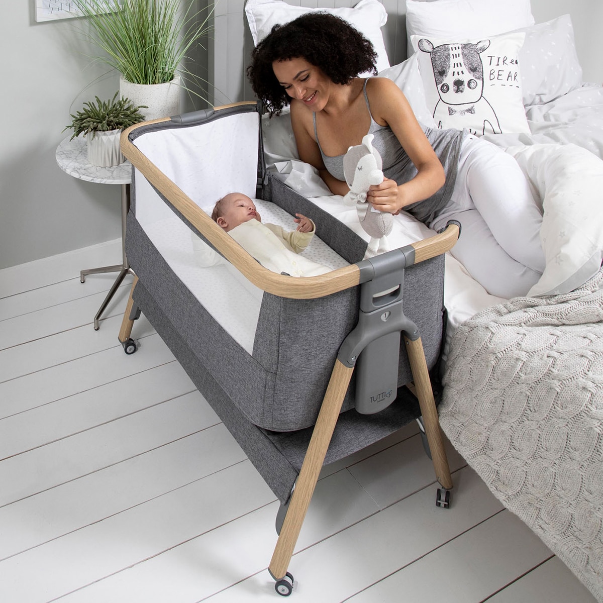 Mini-berço de Co-sleeping Cozee Oak Air Triangles Cinzento-escuro-13