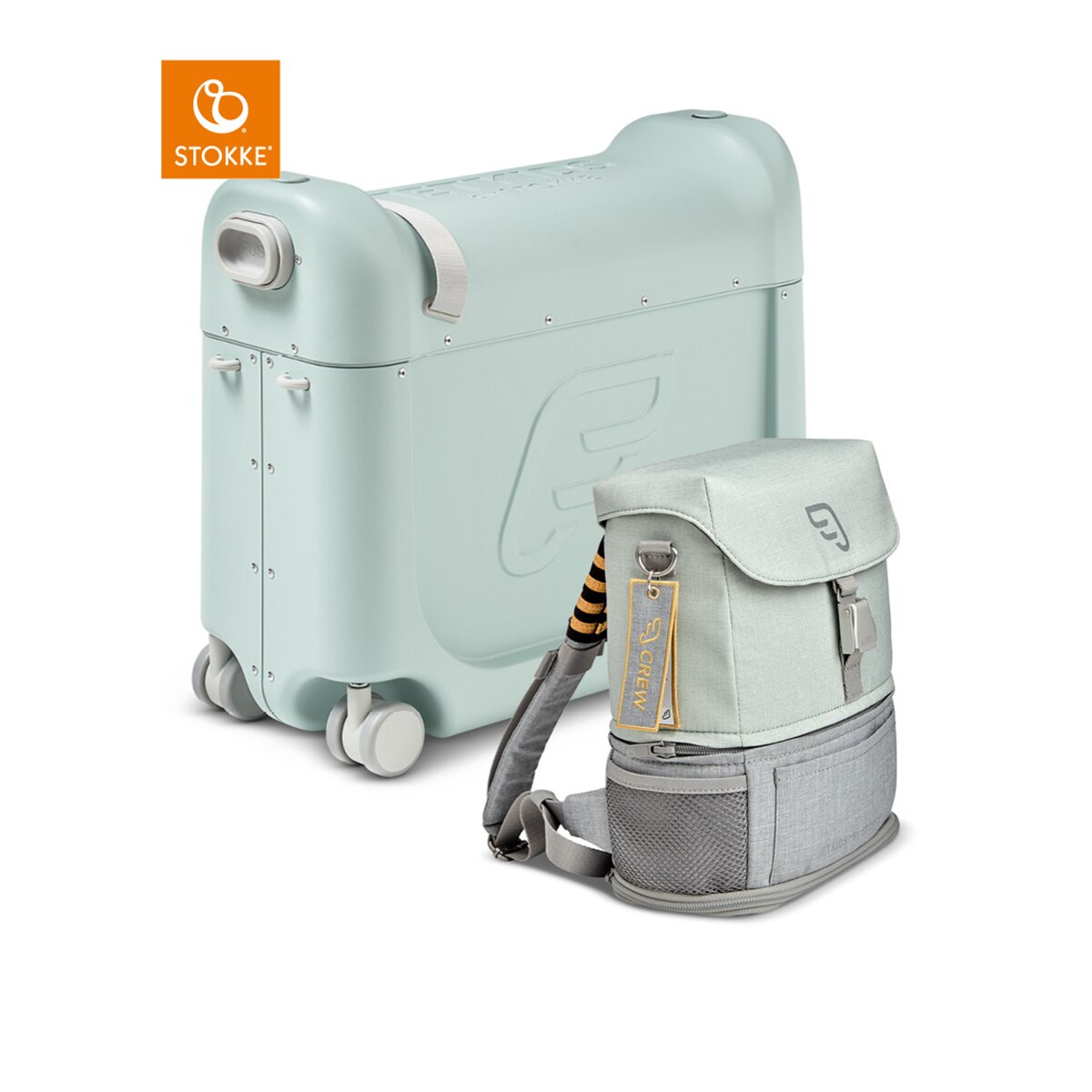 Pack de viaje Maleta BedBox™ + Mochila Crew BackPack™ Verde · El