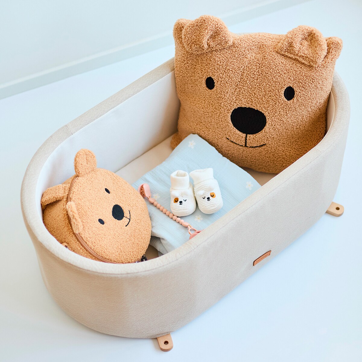 Minicuna Evolutiva Childhome Efecto Lino Beige-13