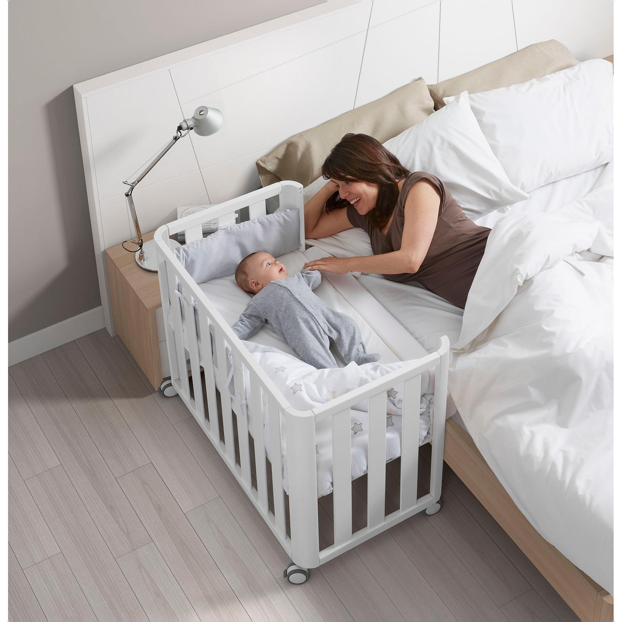 Minicuna de colecho (50 x 90 cm.) Cotinfant Doco Sleeping + colchón Air-foam + Silva camel - Blanco Blanco-2