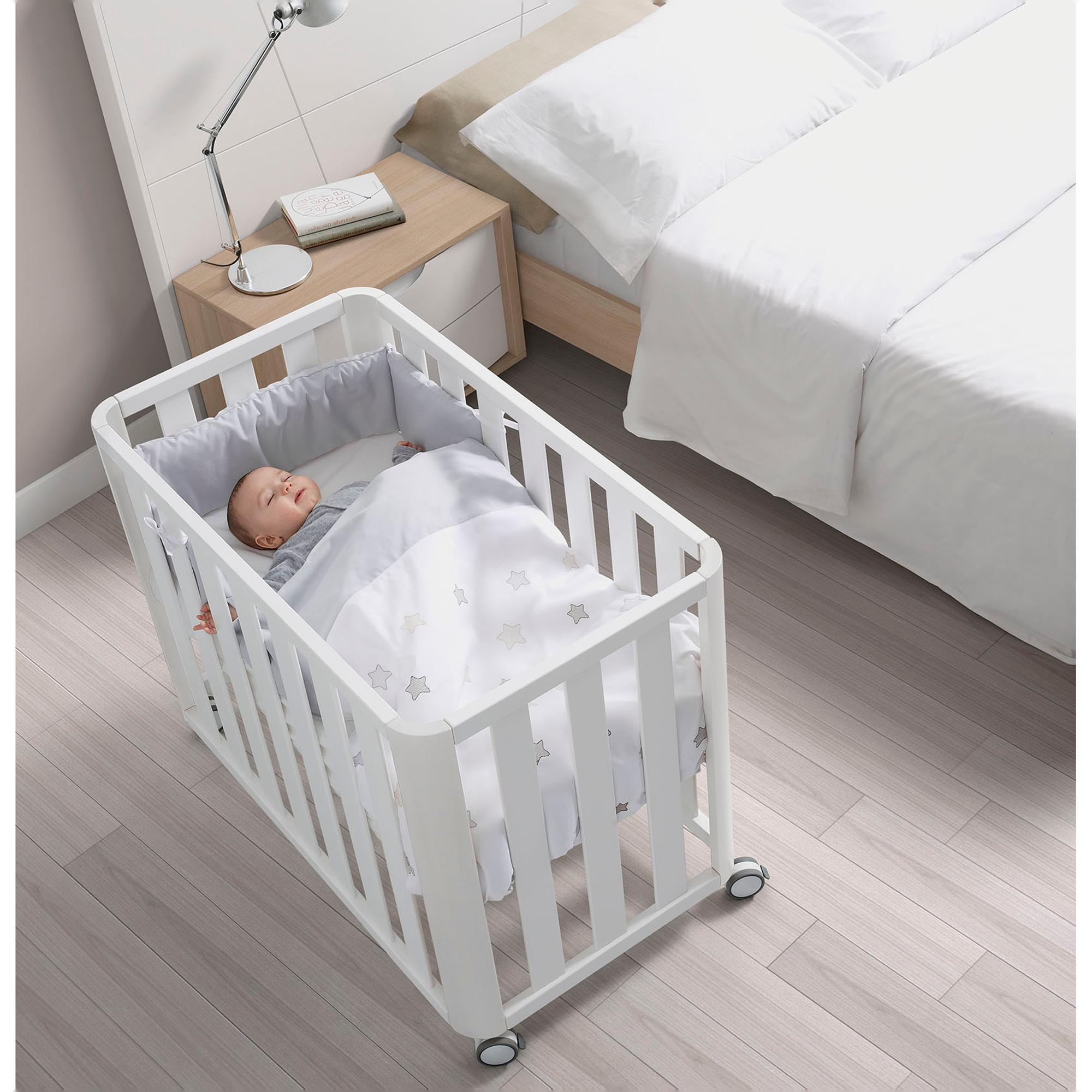Minicuna de colecho (50 x 90 cm.) Cotinfant Doco Sleeping + colchón Air-foam + Silva camel - Blanco Blanco-3