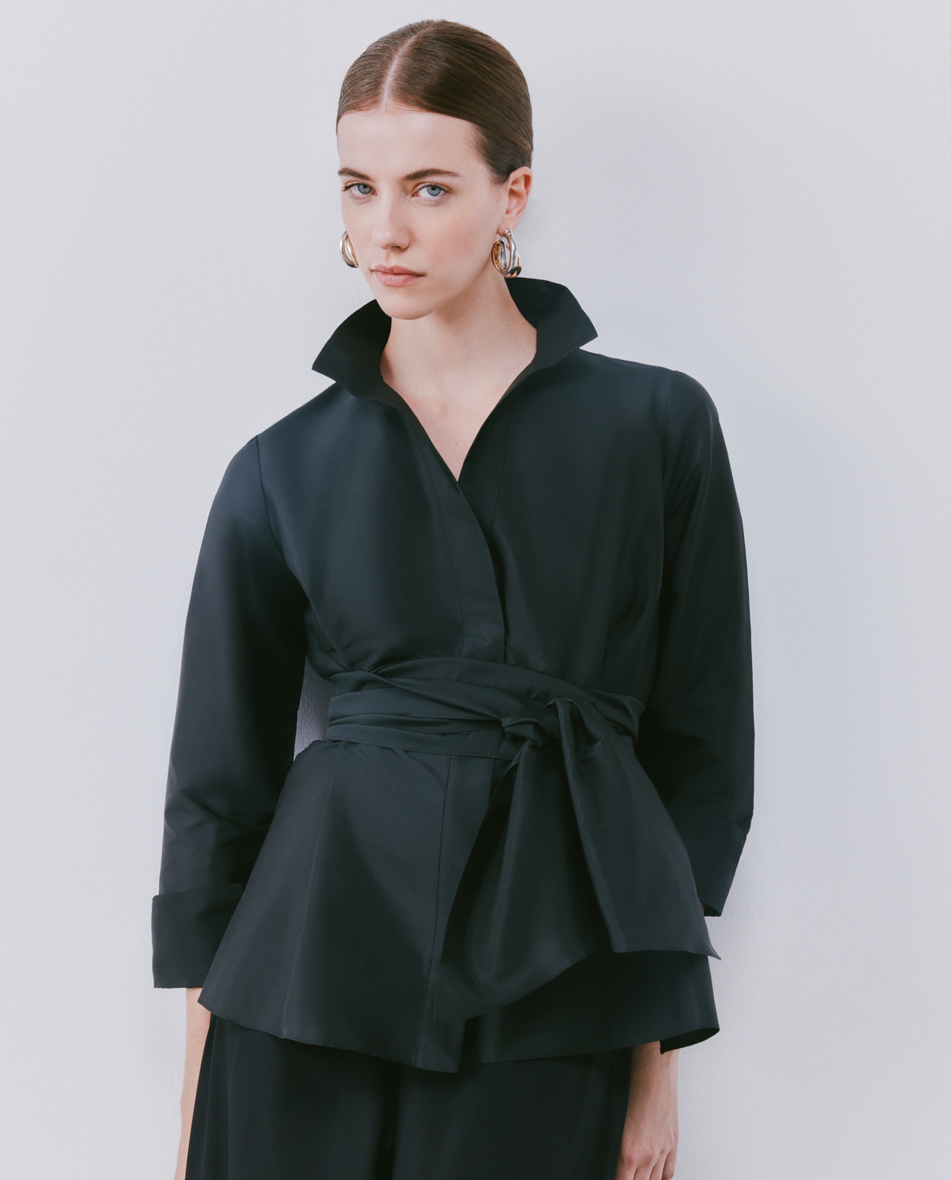 Blusa de tafetán manga francesa - Woman Fiesta El Corte Inglés - Negro Negro-1
