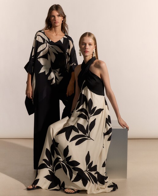 Top kaftan de mujer estampado de seda