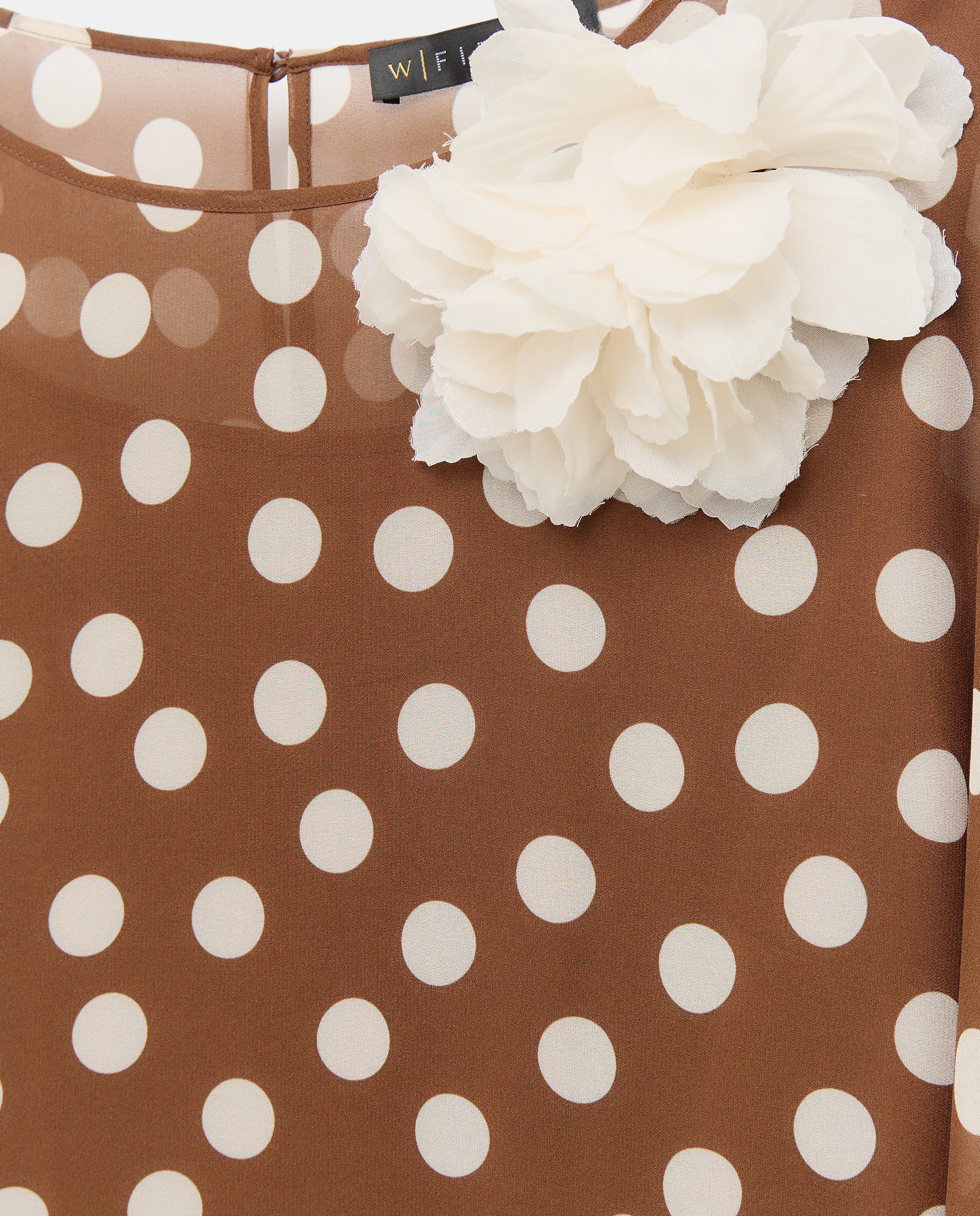 Top Kaftan com Estampado às Bolinhas Castanho-6