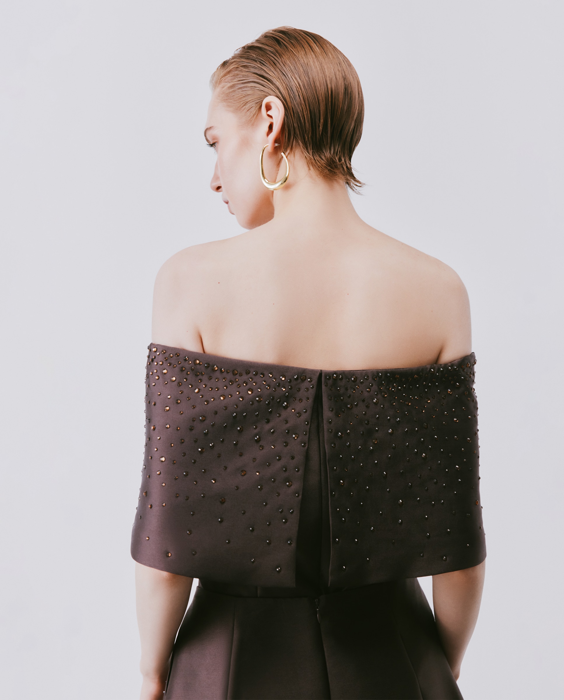 Top de hombro descubierto de mujer con strass - Woman Fiesta El Corte Inglés - Marrón Marrón-3