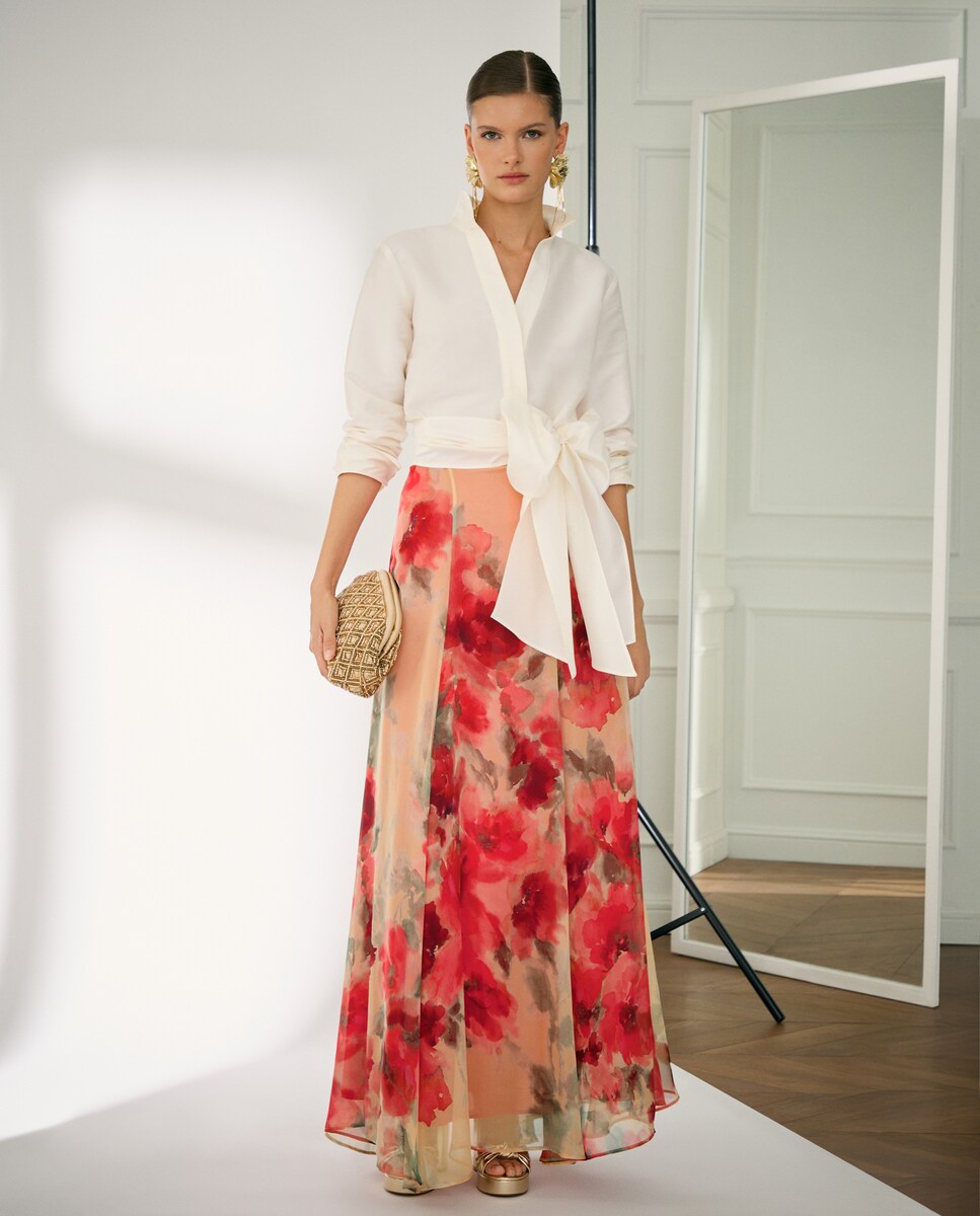 Falda larga estampada de gasa · Woman Fiesta El Corte Inglés · El