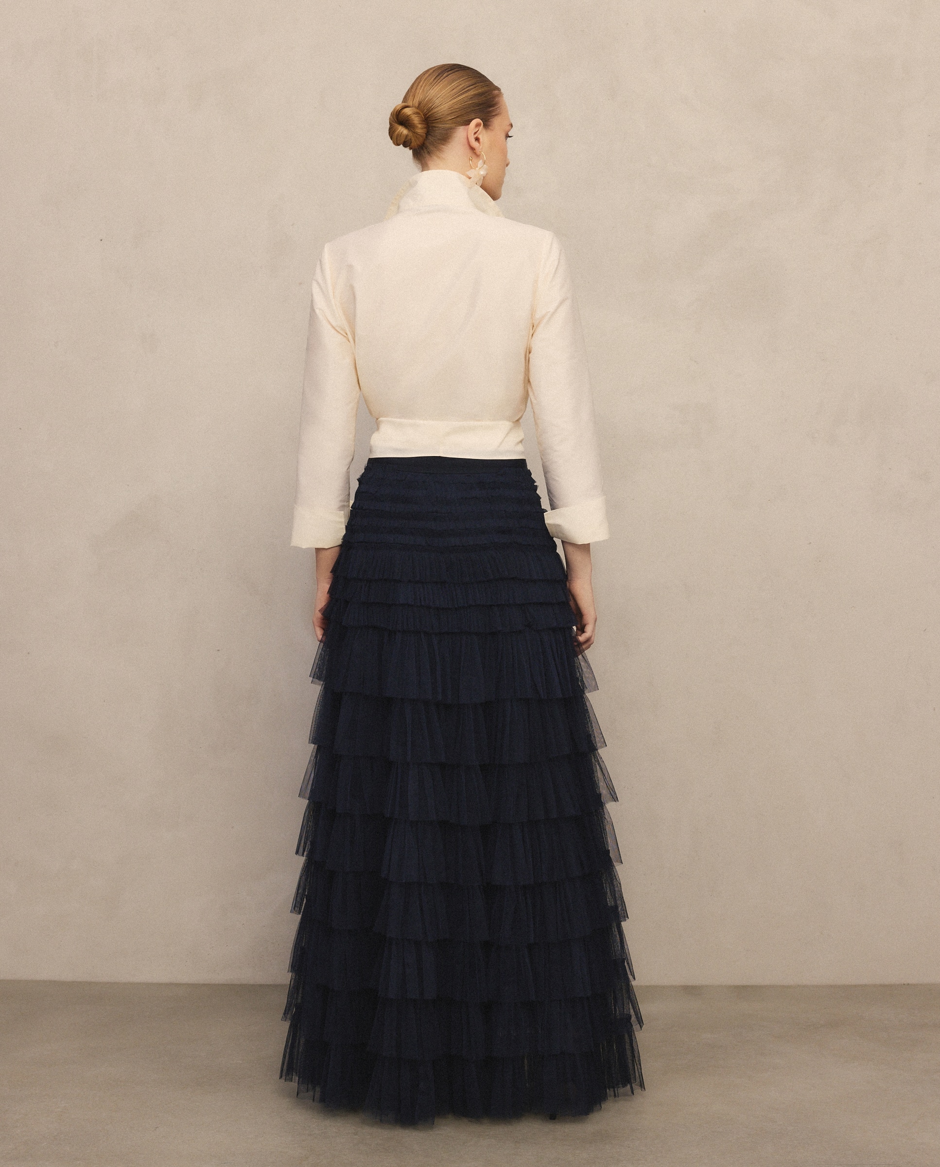 Saia midi de tule Azul-marinho-3