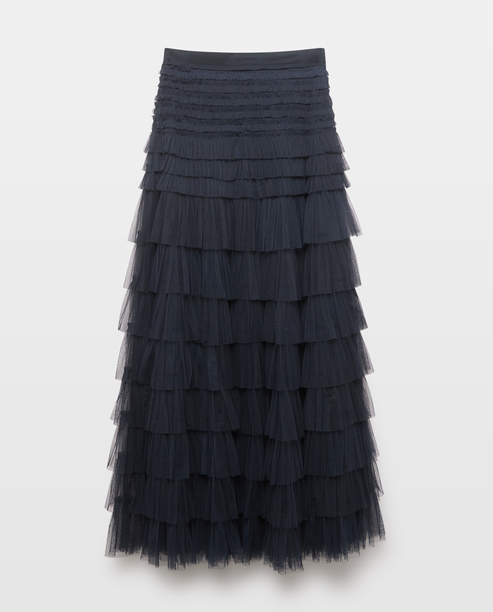 Saia midi de tule Azul-marinho-4