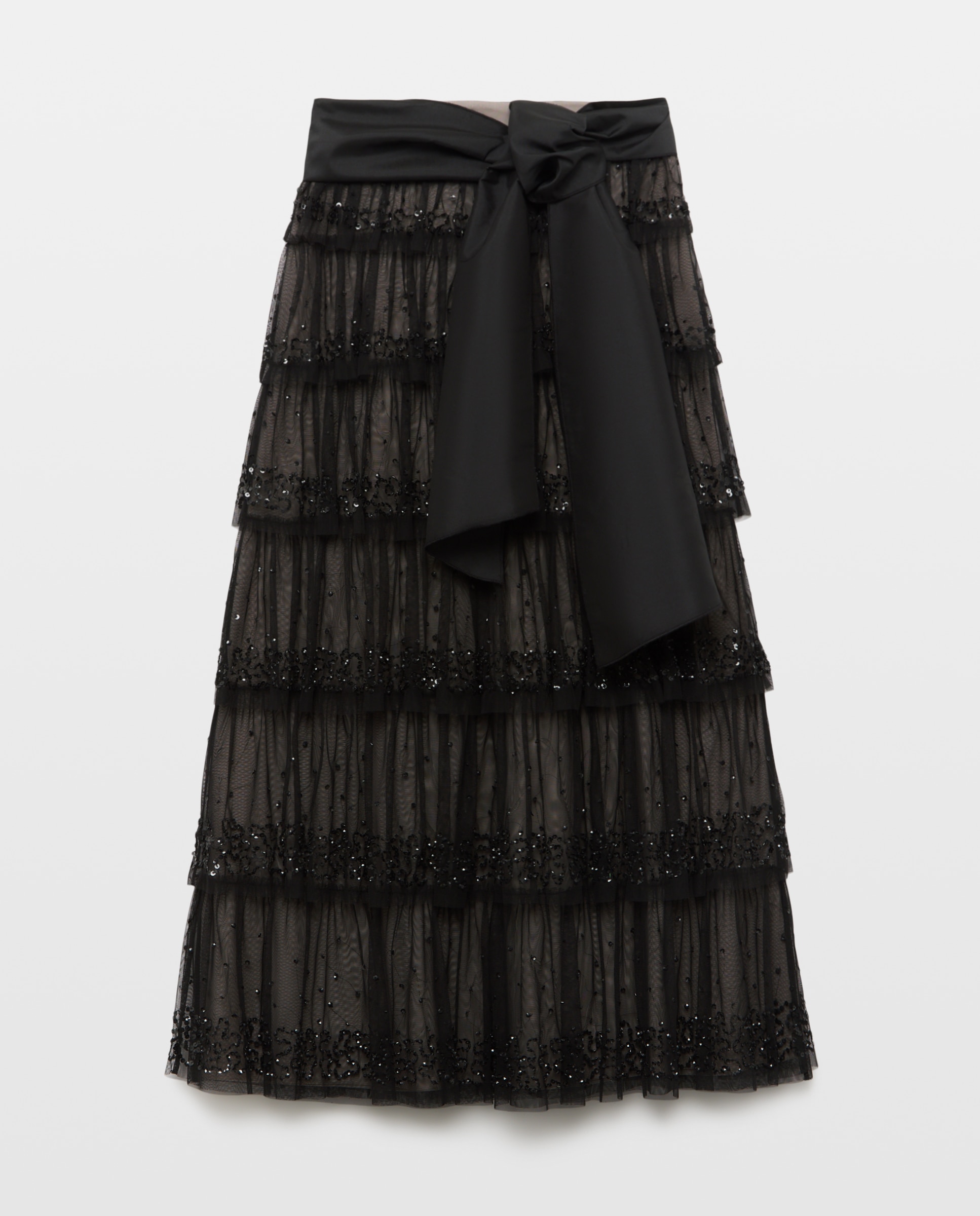Falda midi tul volantes pedrería - Woman Fiesta El Corte Inglés - Negro Negro-4
