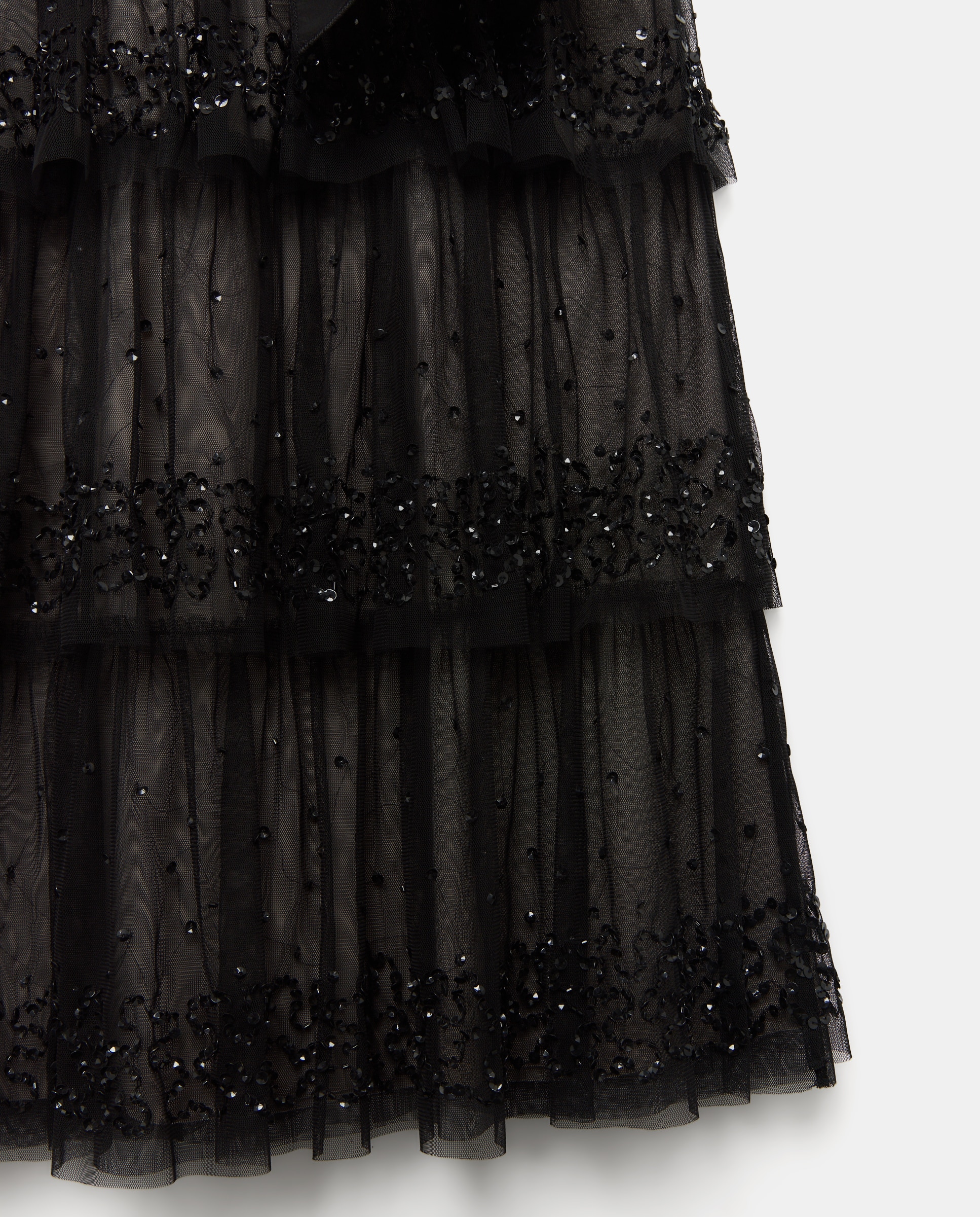 Falda midi tul volantes pedrería - Woman Fiesta El Corte Inglés - Negro Negro-5