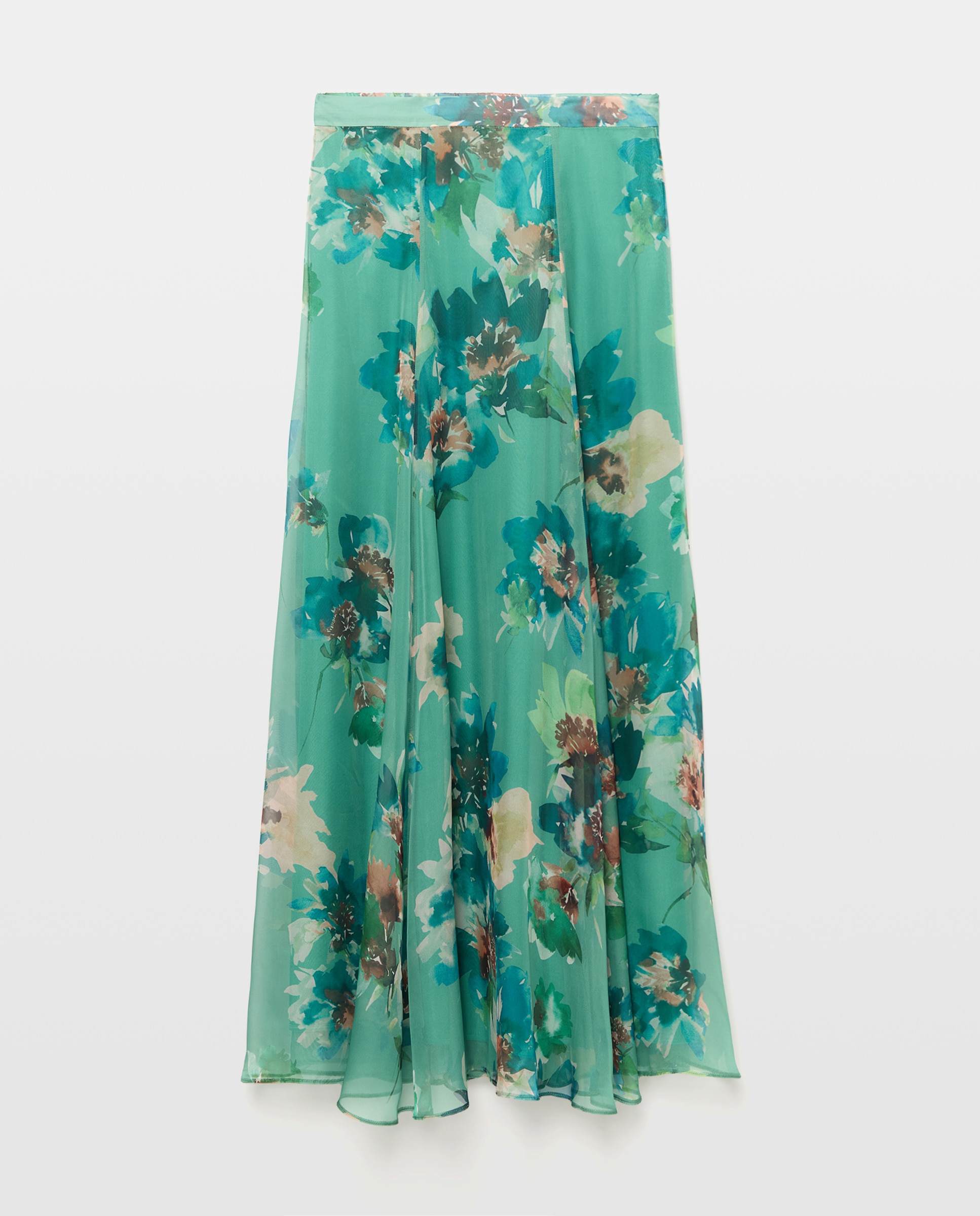 Saia de Chiffon Estampada Verde-4