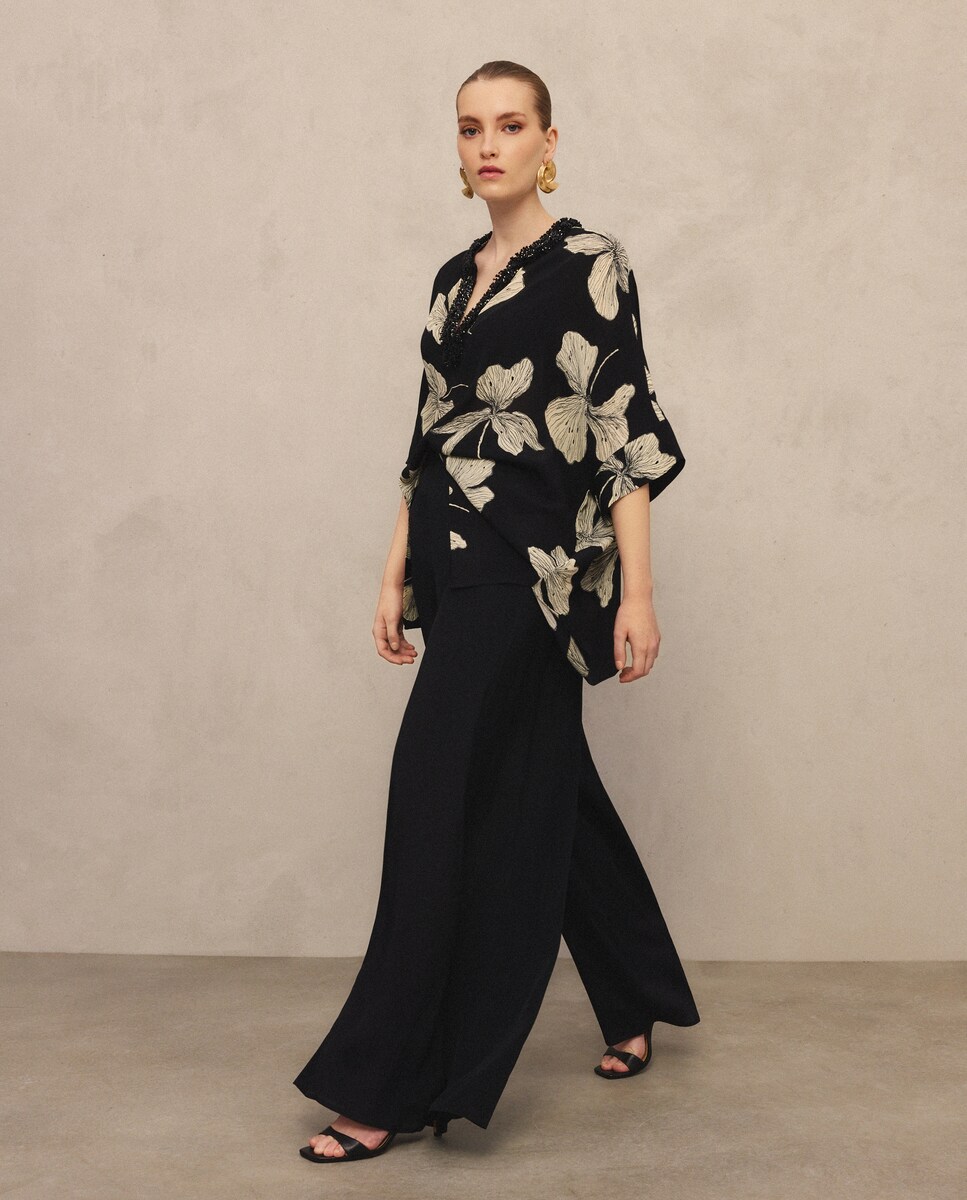 Pantalón de mujer ancho de gasa · Woman Fiesta El Corte Inglés