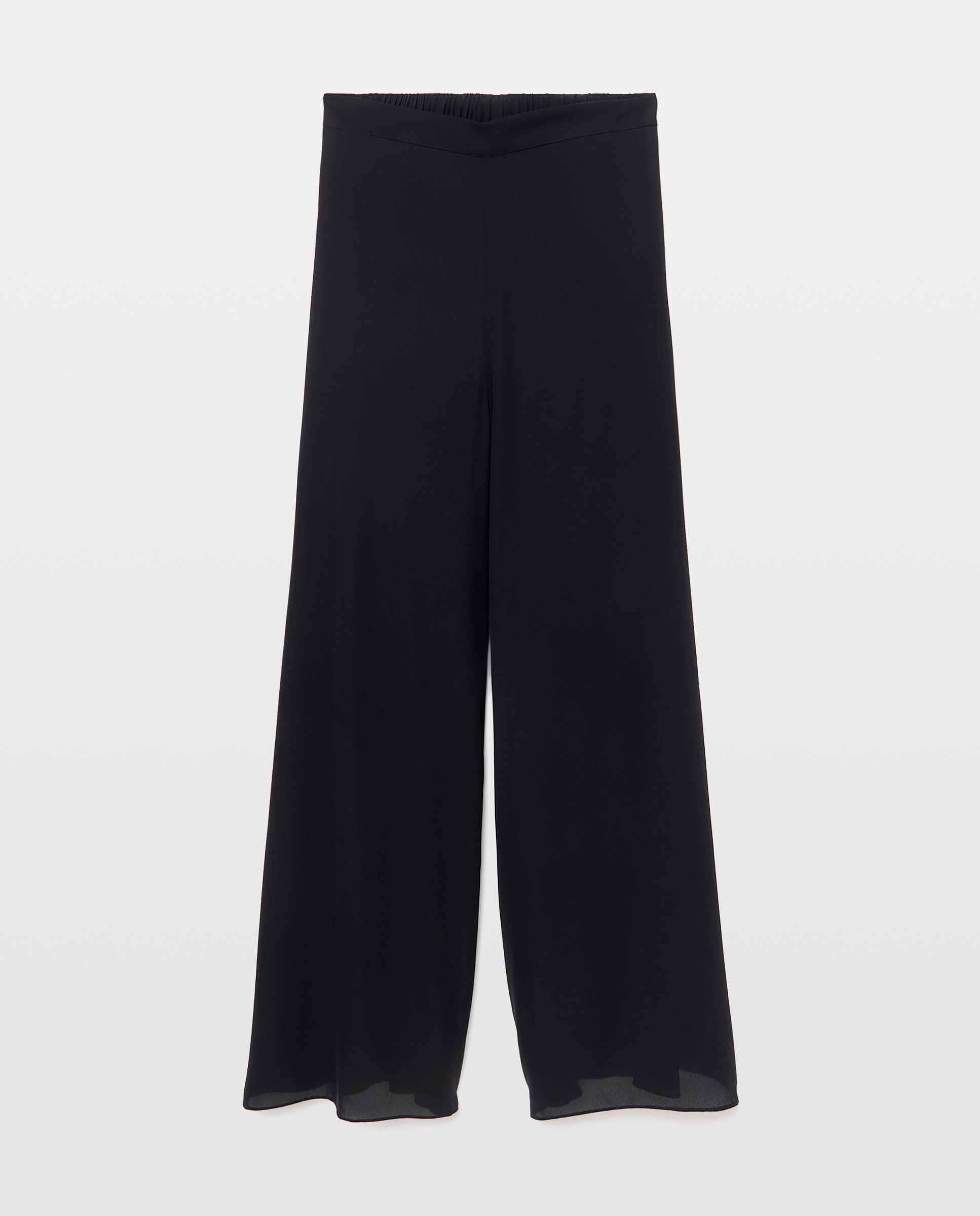 Calças Fluidas de Chiffon Preto-4