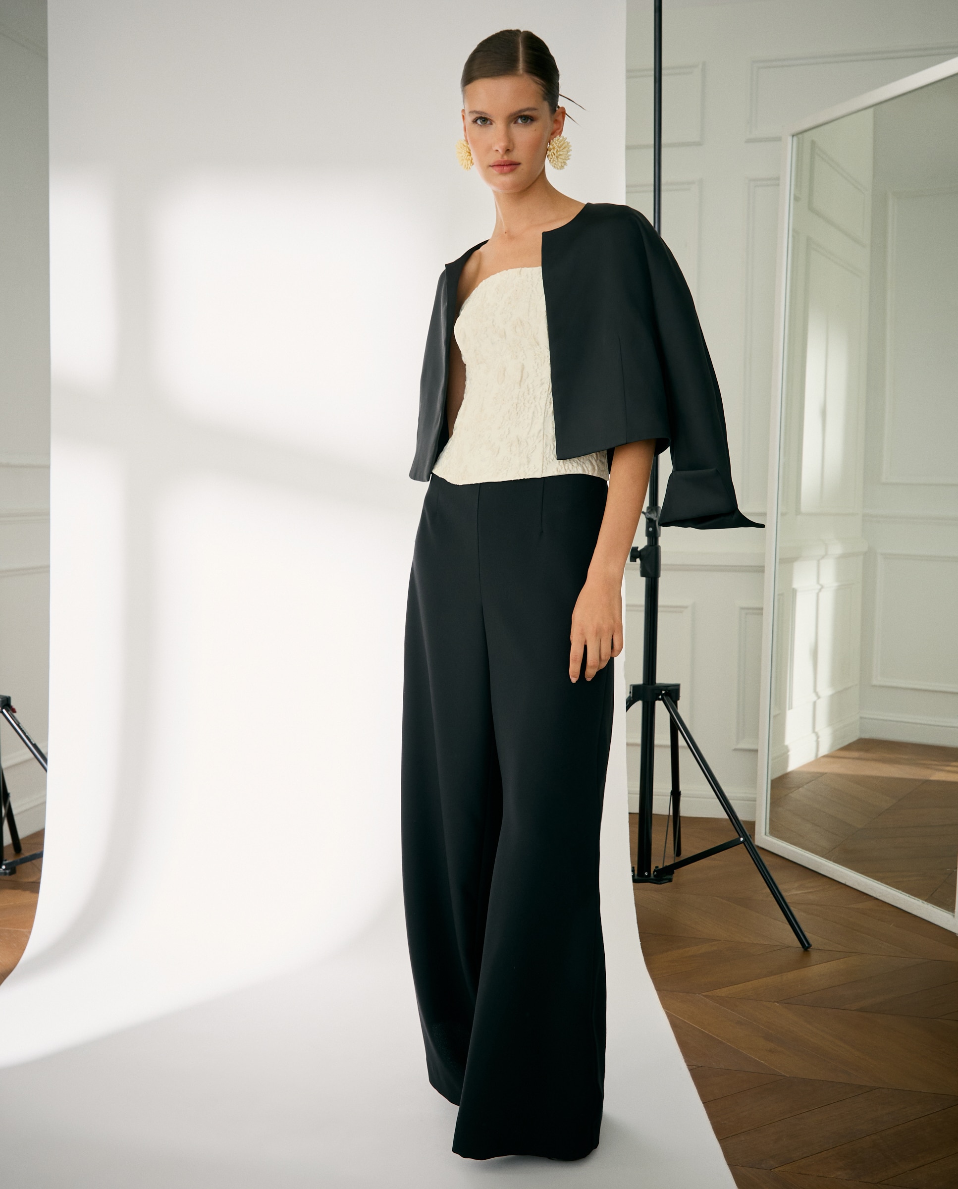 Calças formais largas Preto-1