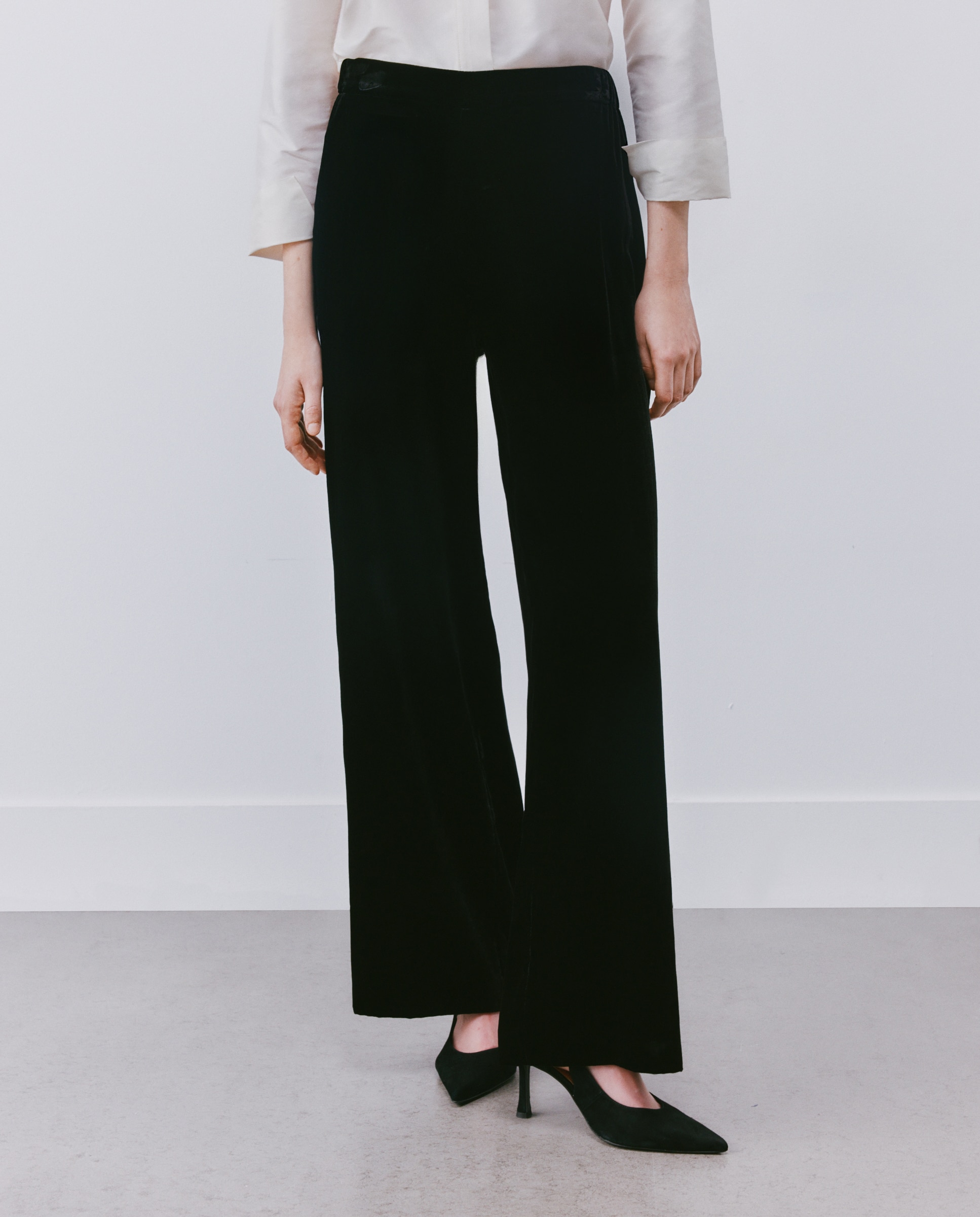 Pantalón recto de mujer de terciopelo - Woman Fiesta El Corte Inglés - Negro Negro-2