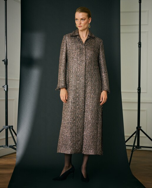 Abrigo de mujer largo jacquard