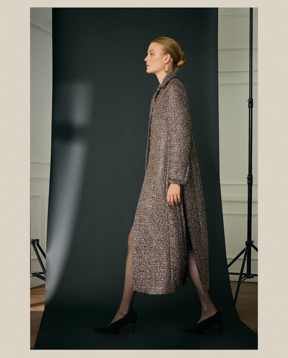 Sobretudo Comprido com Jacquard 391 Ouro Velho-2