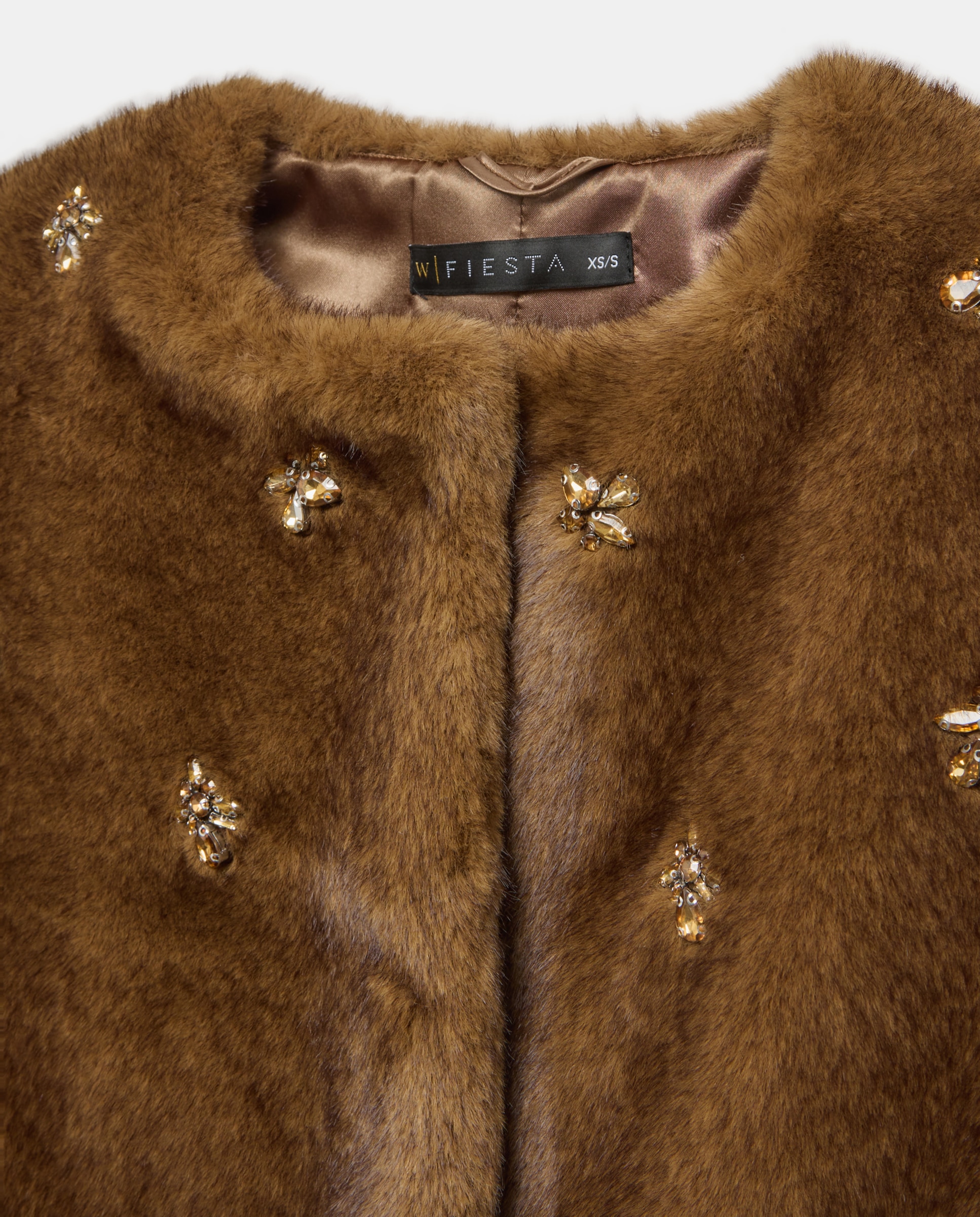 Chaqueta pelo de mujer con pedrería - Woman Fiesta El Corte Inglés - Visón claro Visón claro-5
