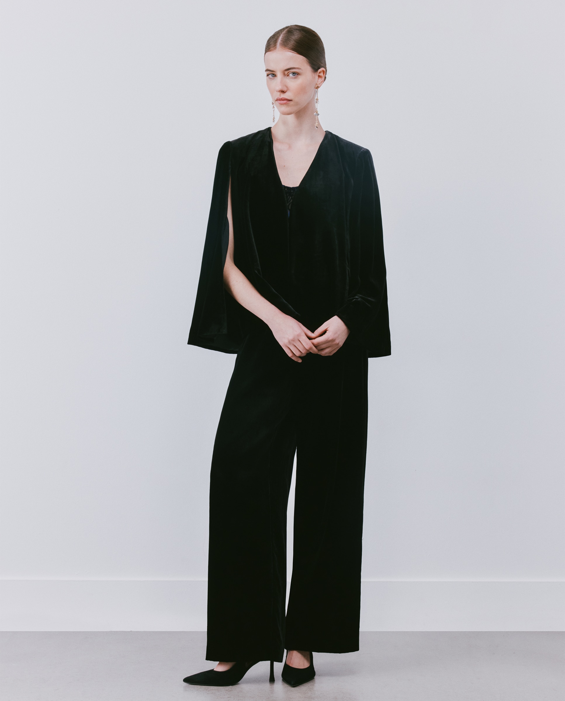 Capa de mujer de terciopelo corta - Woman Fiesta El Corte Inglés - Negro Negro-2