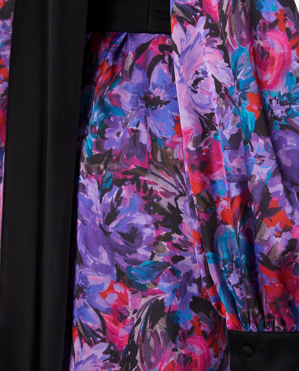 Vestido Fluido com Manga Comprida Roxo-6