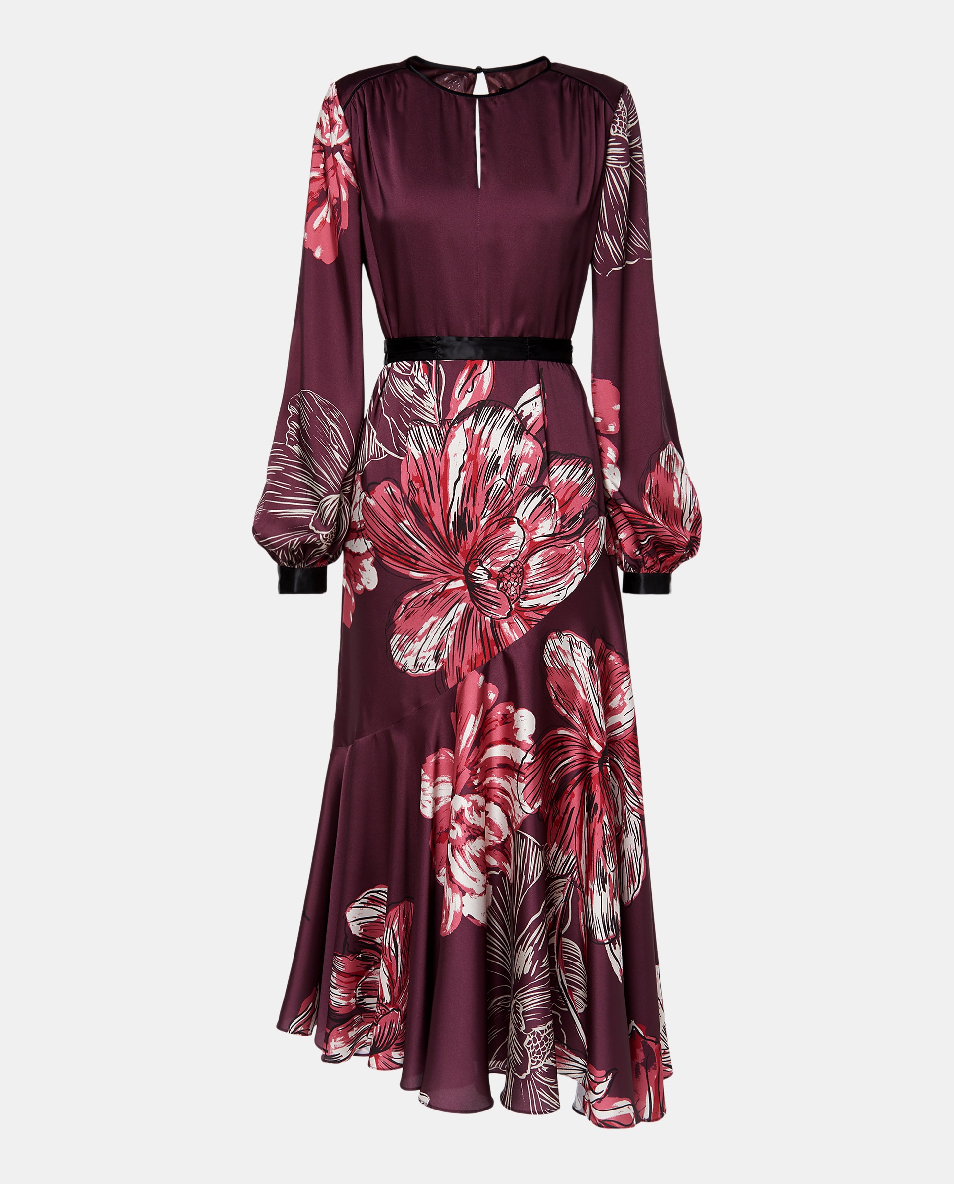 Vestido Camiseiro com Saia com Estampado Floral Vermelho-5