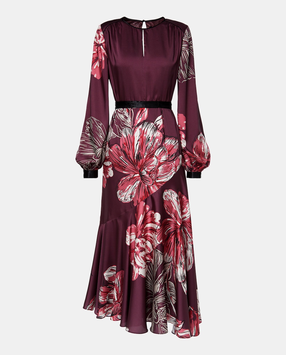 Vestido Camiseiro com Saia com Estampado Floral Vermelho-5