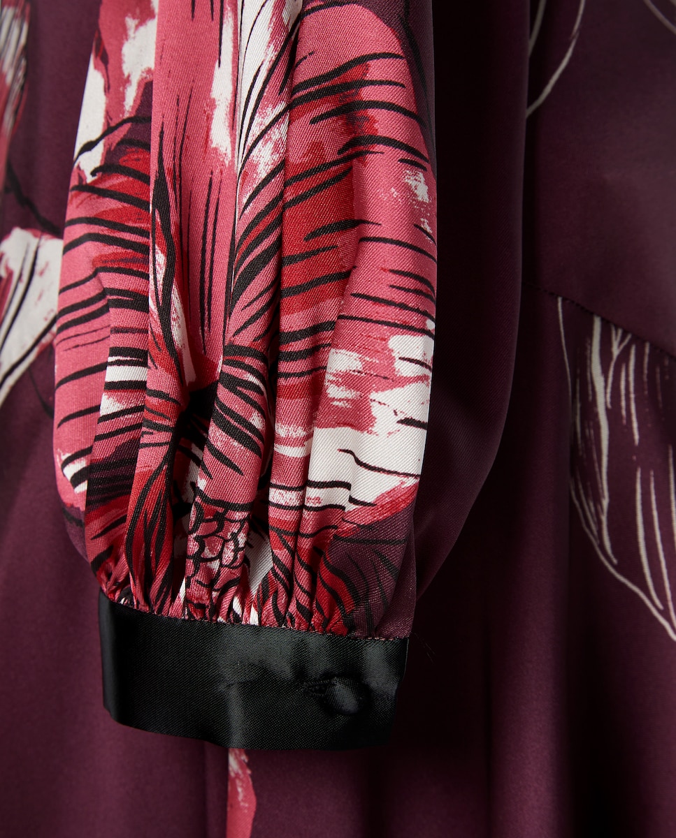 Vestido Camiseiro com Saia com Estampado Floral Vermelho-6