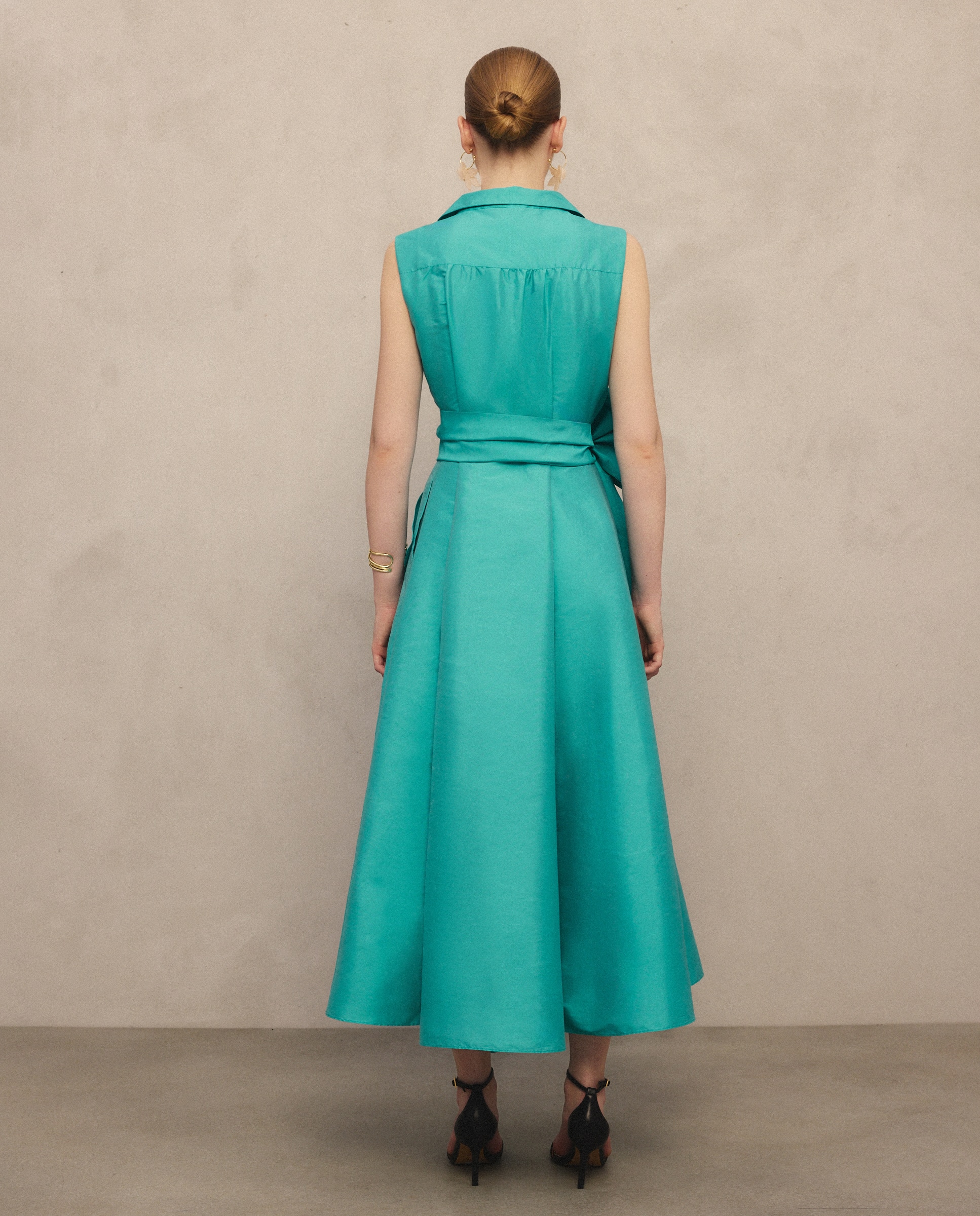 Vestido midi com volume 450 Turquesa-3