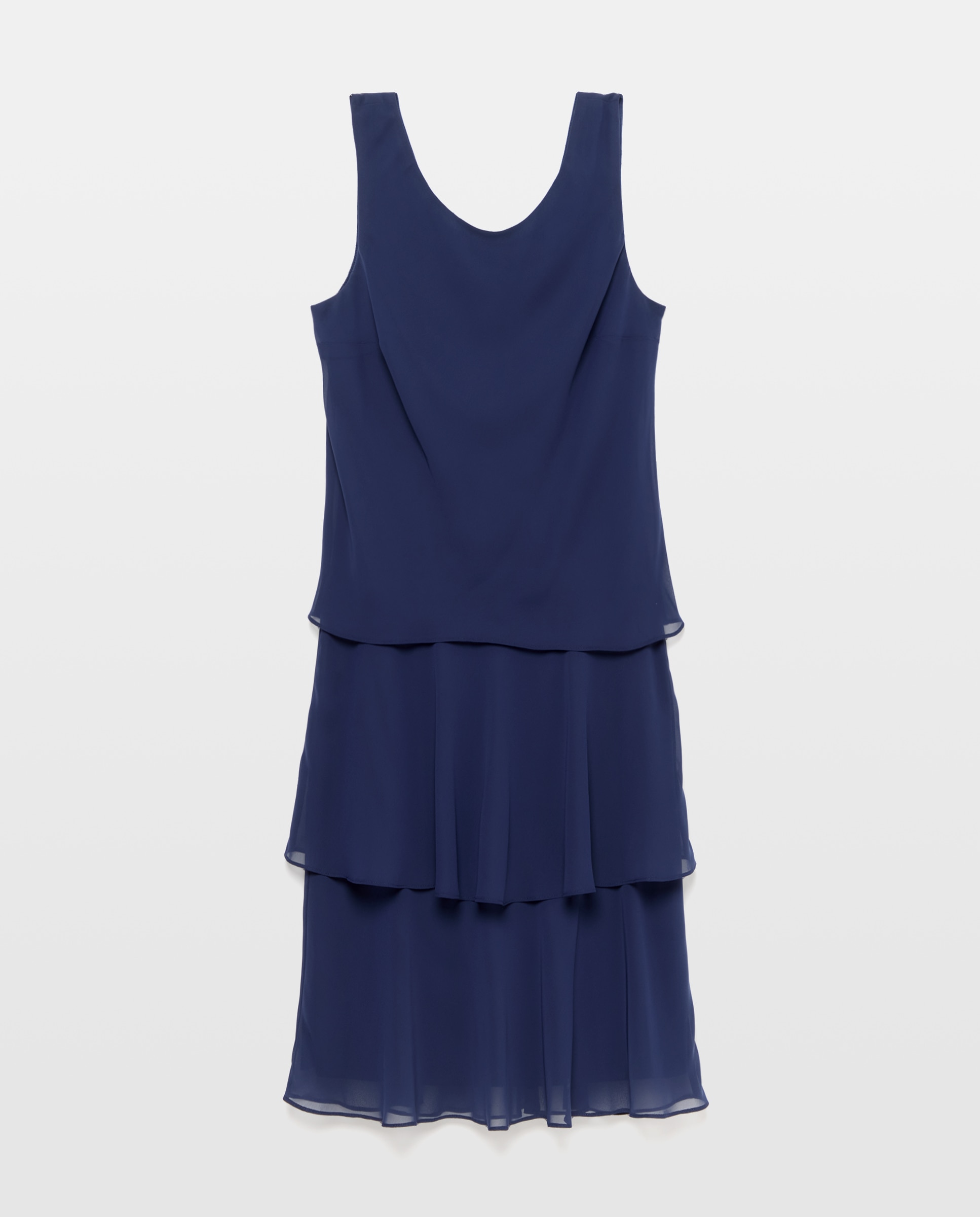 Vestido corto multicapas sin manga con capelina estampada - Woman Fiesta El Corte Inglés - Azul marino Azul marino-6