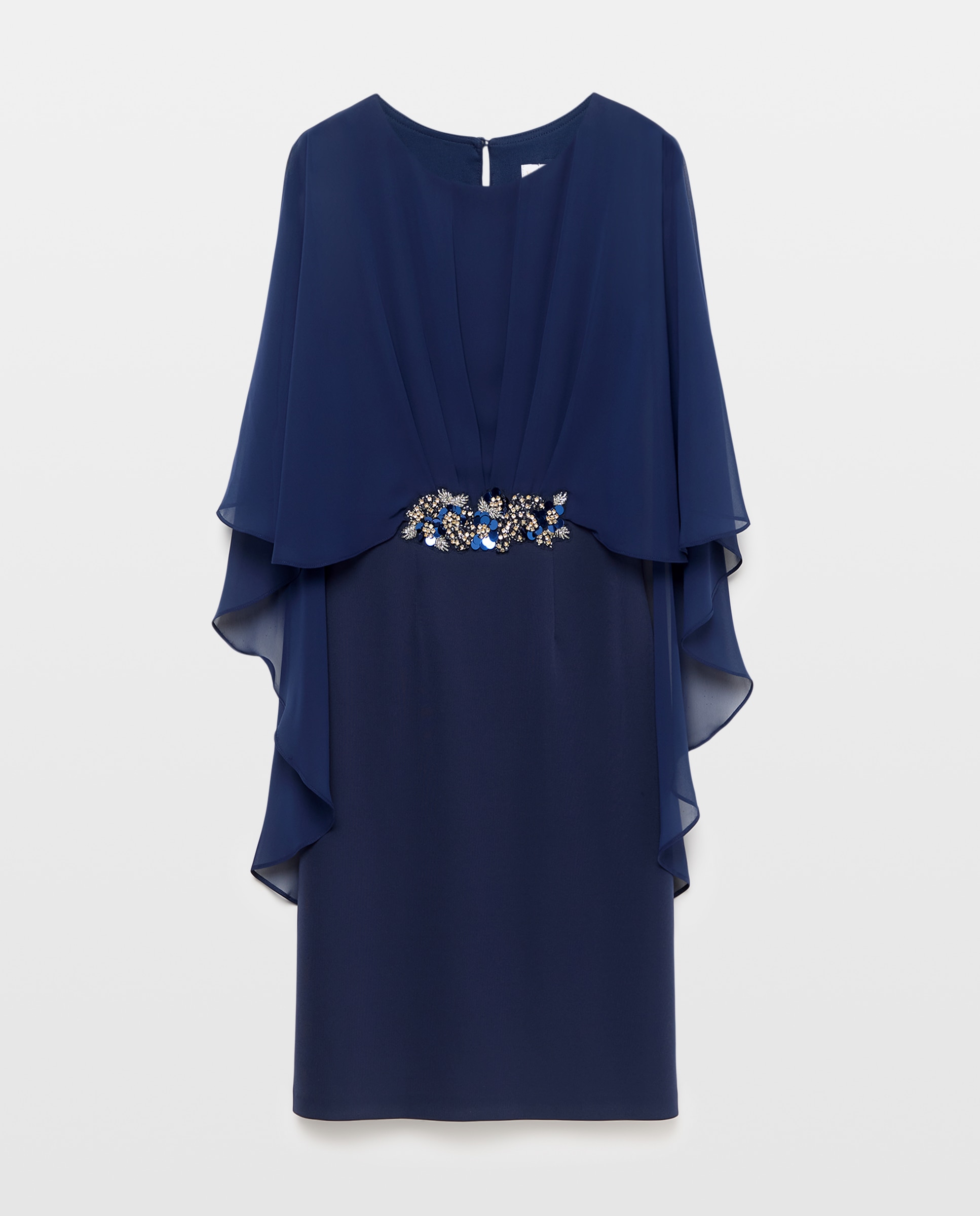 Vestido corto elástico capa broche cintura de mujer - Woman Fiesta El Corte Inglés - Azul marino Azul marino-5