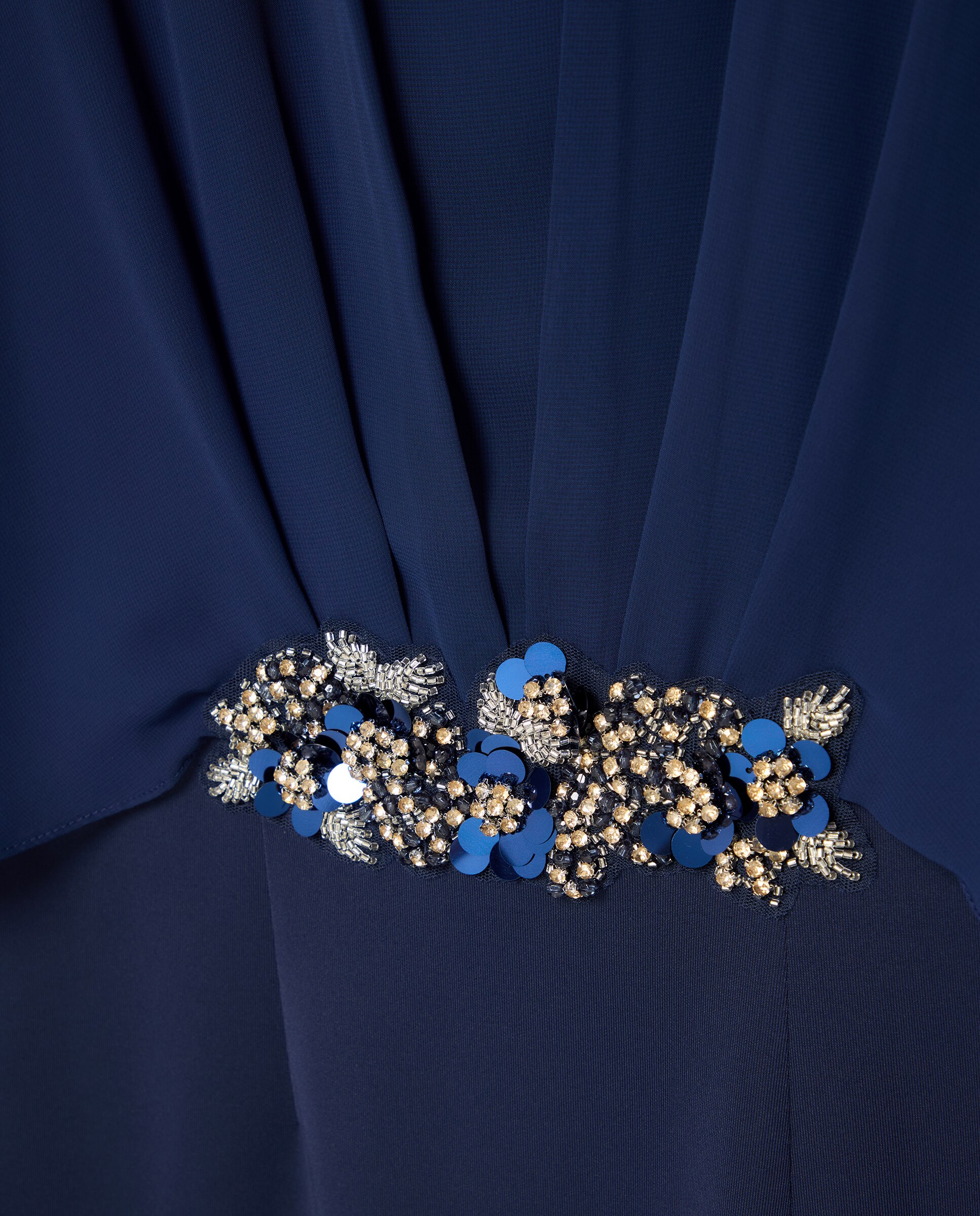 Vestido corto elástico capa broche cintura de mujer - Woman Fiesta El Corte Inglés - Azul marino Azul marino-6