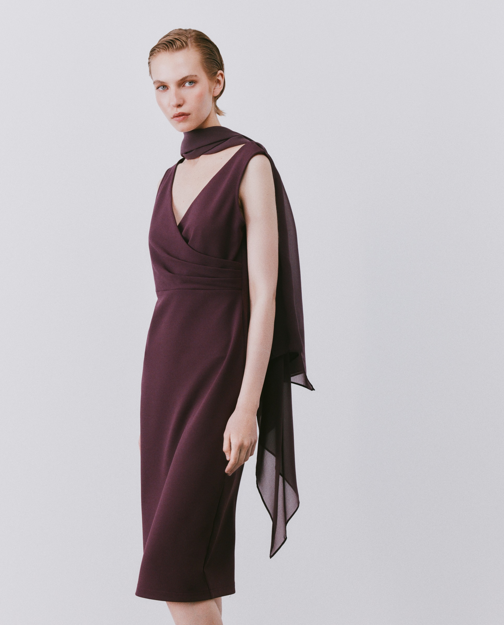 Vestido corto sin mangas liso de mujer - Woman Fiesta El Corte Inglés - 291 Berenjena 291 Berenjena-2