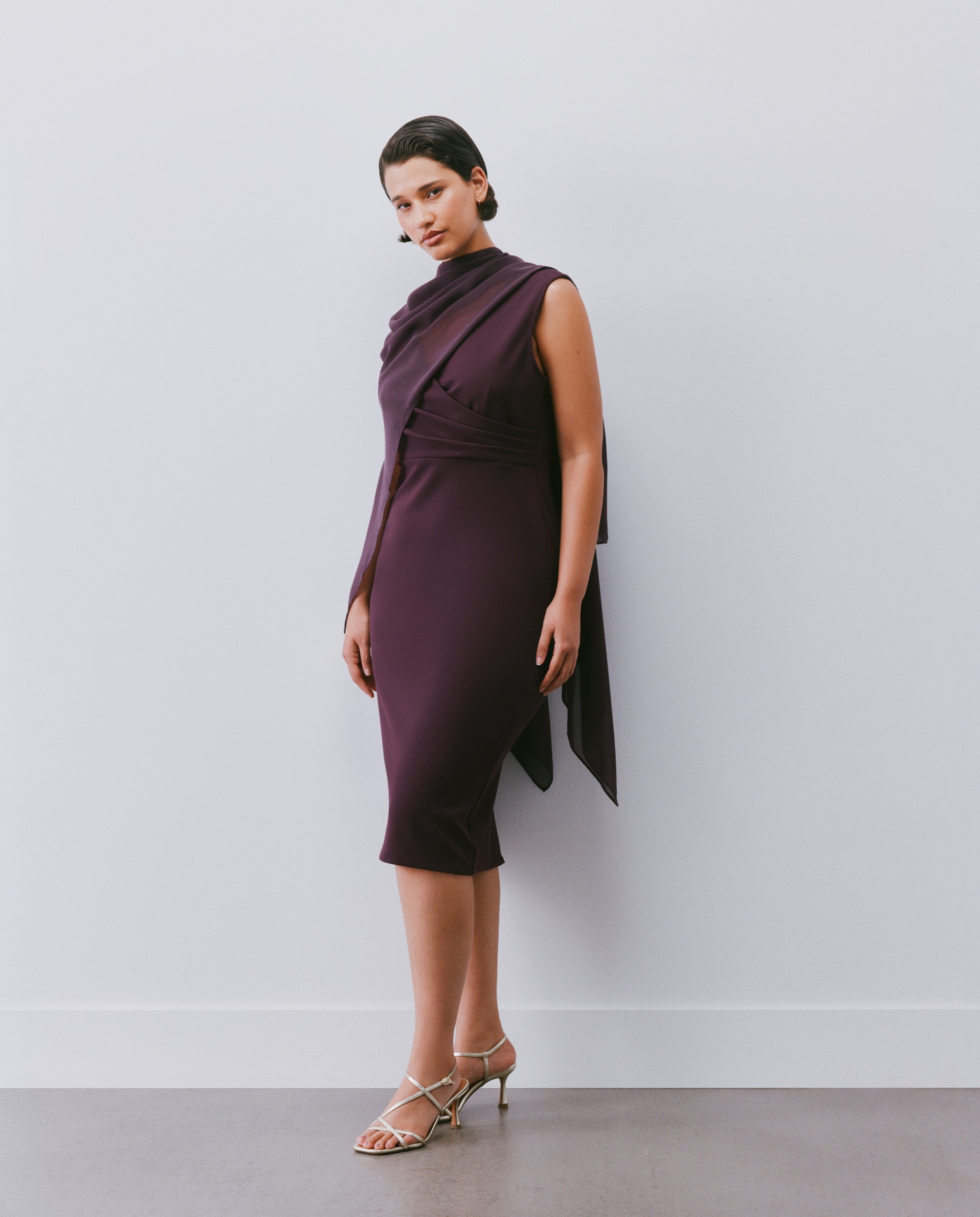 Vestido corto sin mangas liso de mujer - Woman Fiesta El Corte Inglés - 291 Berenjena 291 Berenjena-4