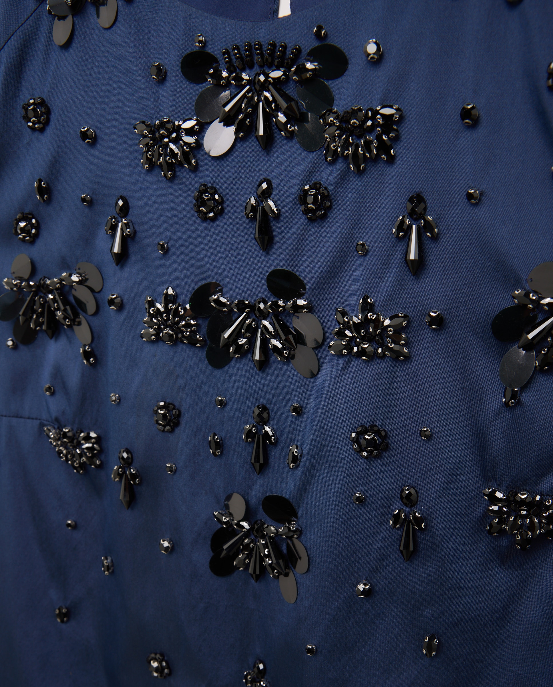 Vestido Midi sem Mangas e com Detalhe de Pedraria 430 Azul Escuro-6