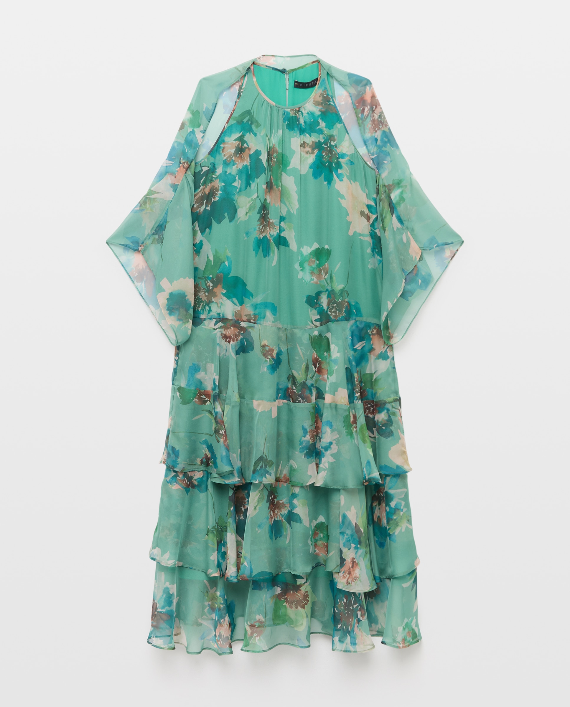 Vestido Halter com Saia com Folho Verde-5