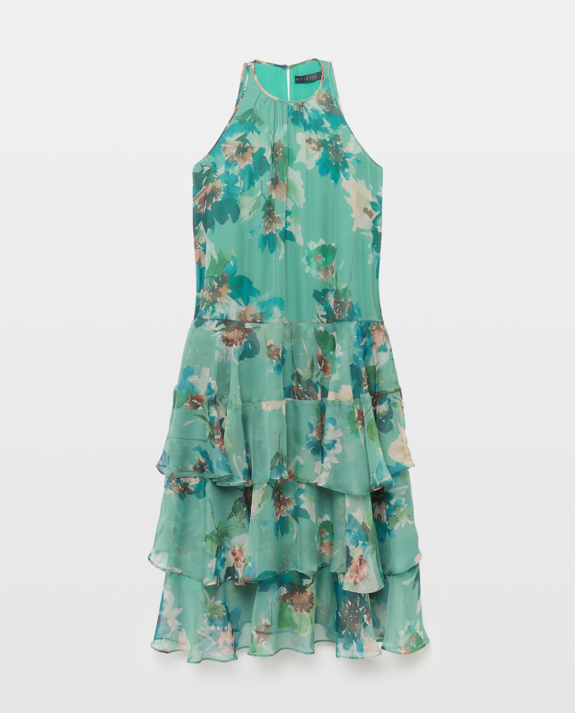 Vestido Halter com Saia com Folho Verde-6