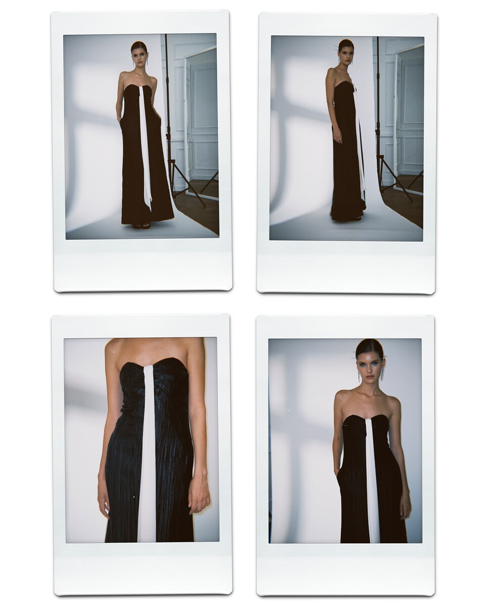 Vestido comprido com decote caicai Preto-5