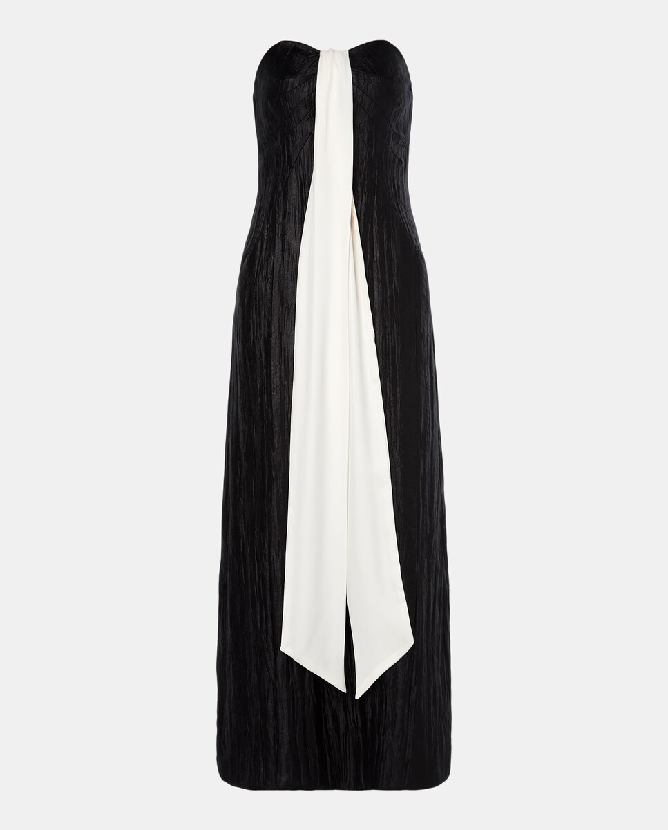 Vestido comprido com decote caicai Preto-6