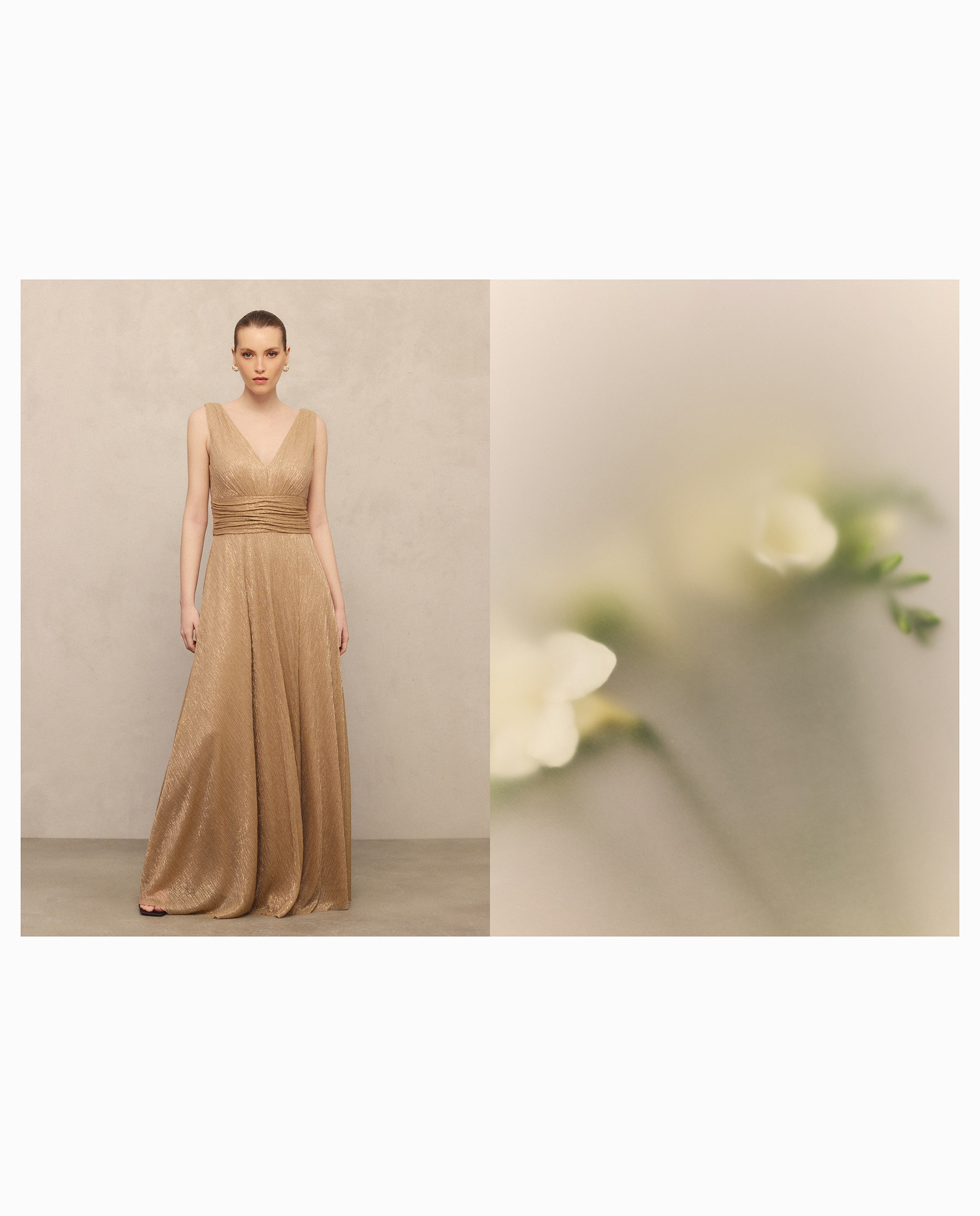Imagem 0 de Vestido Comprido de Malha com Decote em Bico