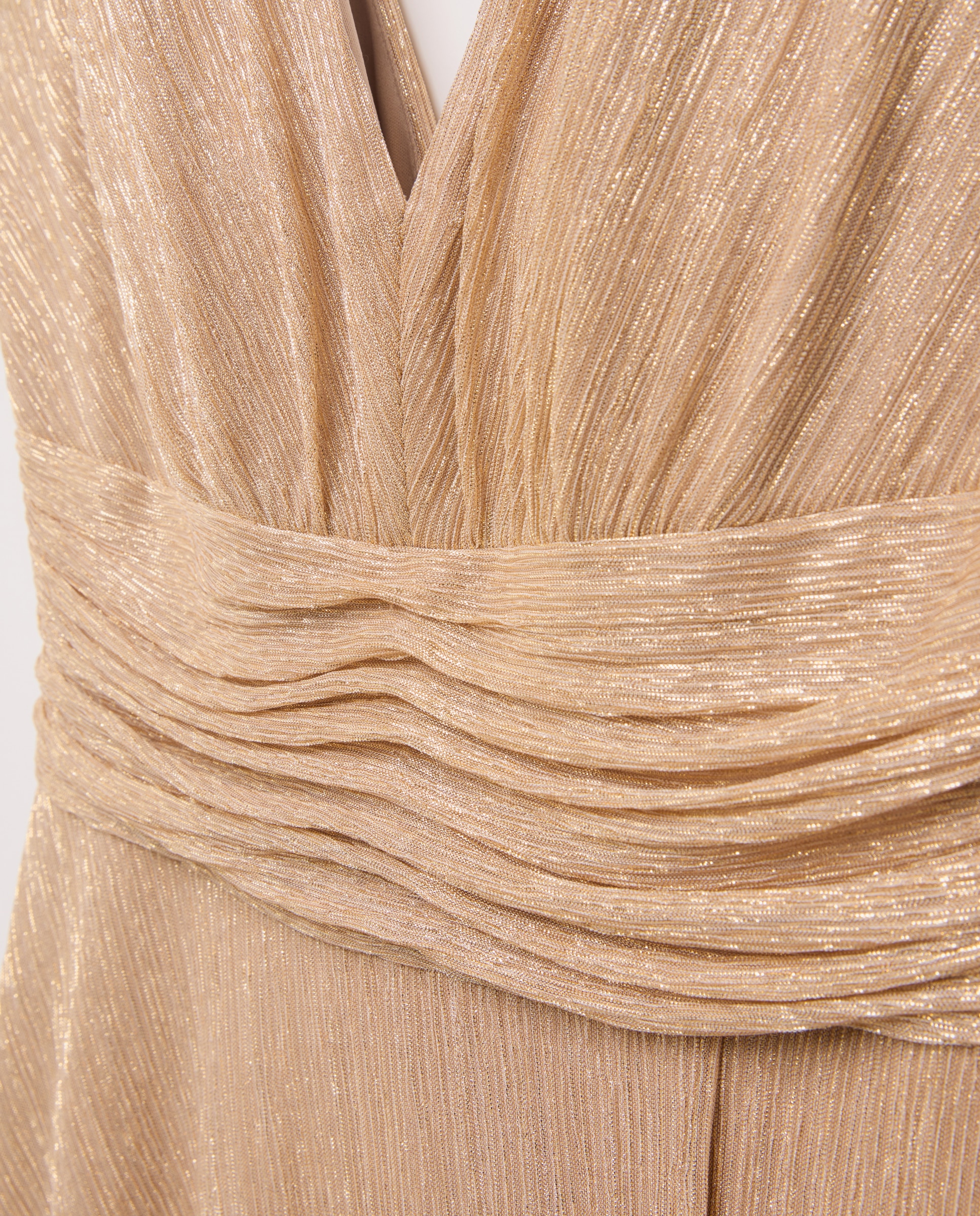 Vestido Comprido de Malha com Decote em Bico 390 Ouro-5