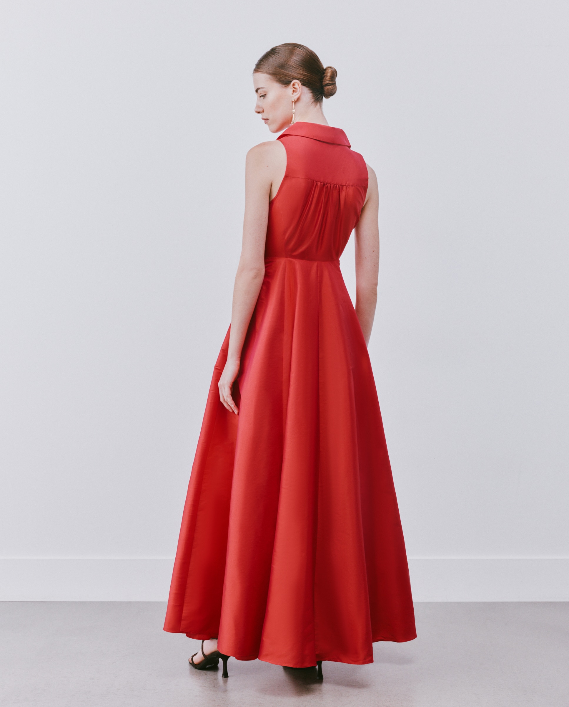 Vestido comprido com volume 600 Vermelho-3